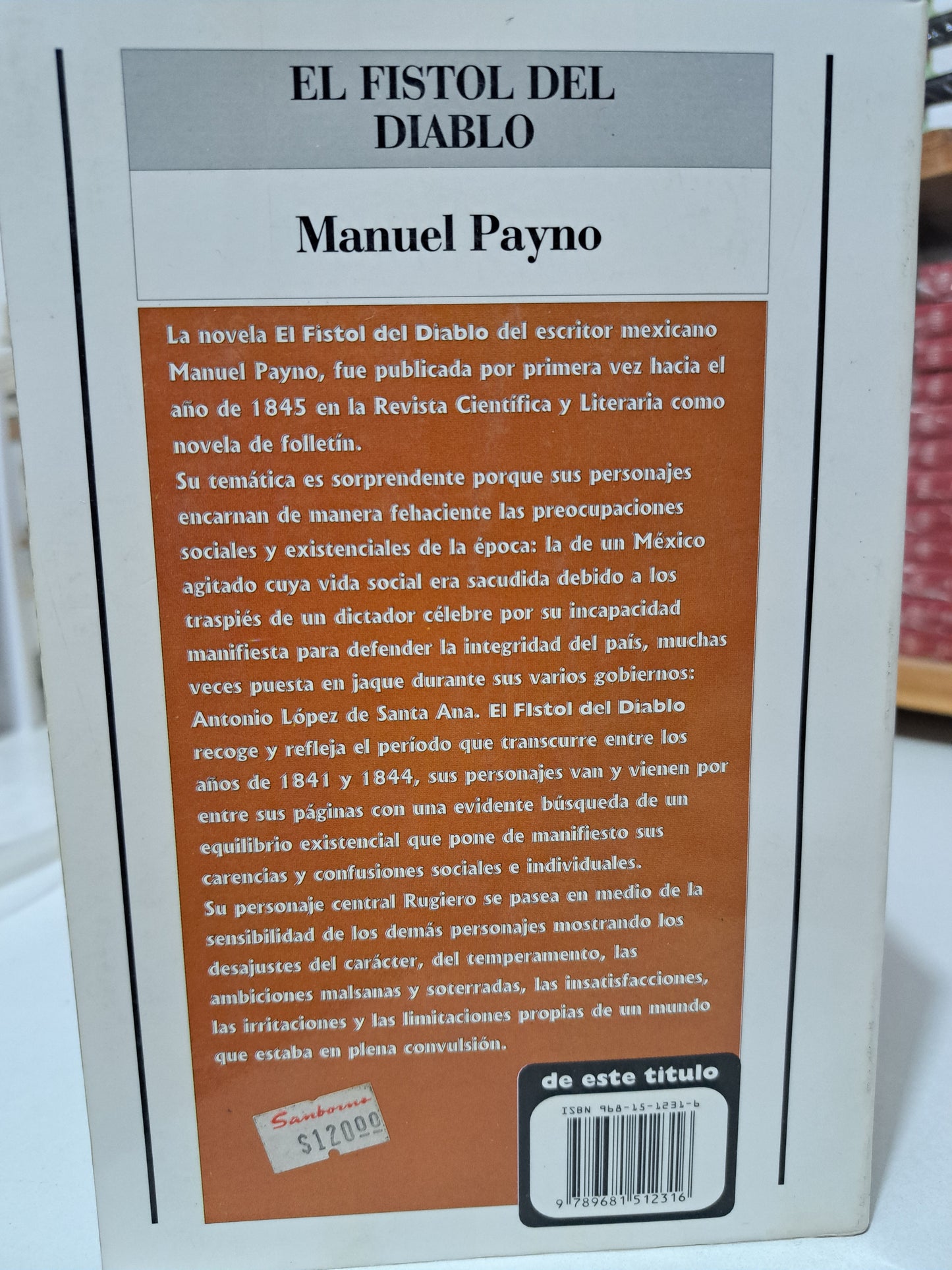 EL FISTOL DEL DIABLO MANUEL PAYNO USADO NOVELA JUÁREZ