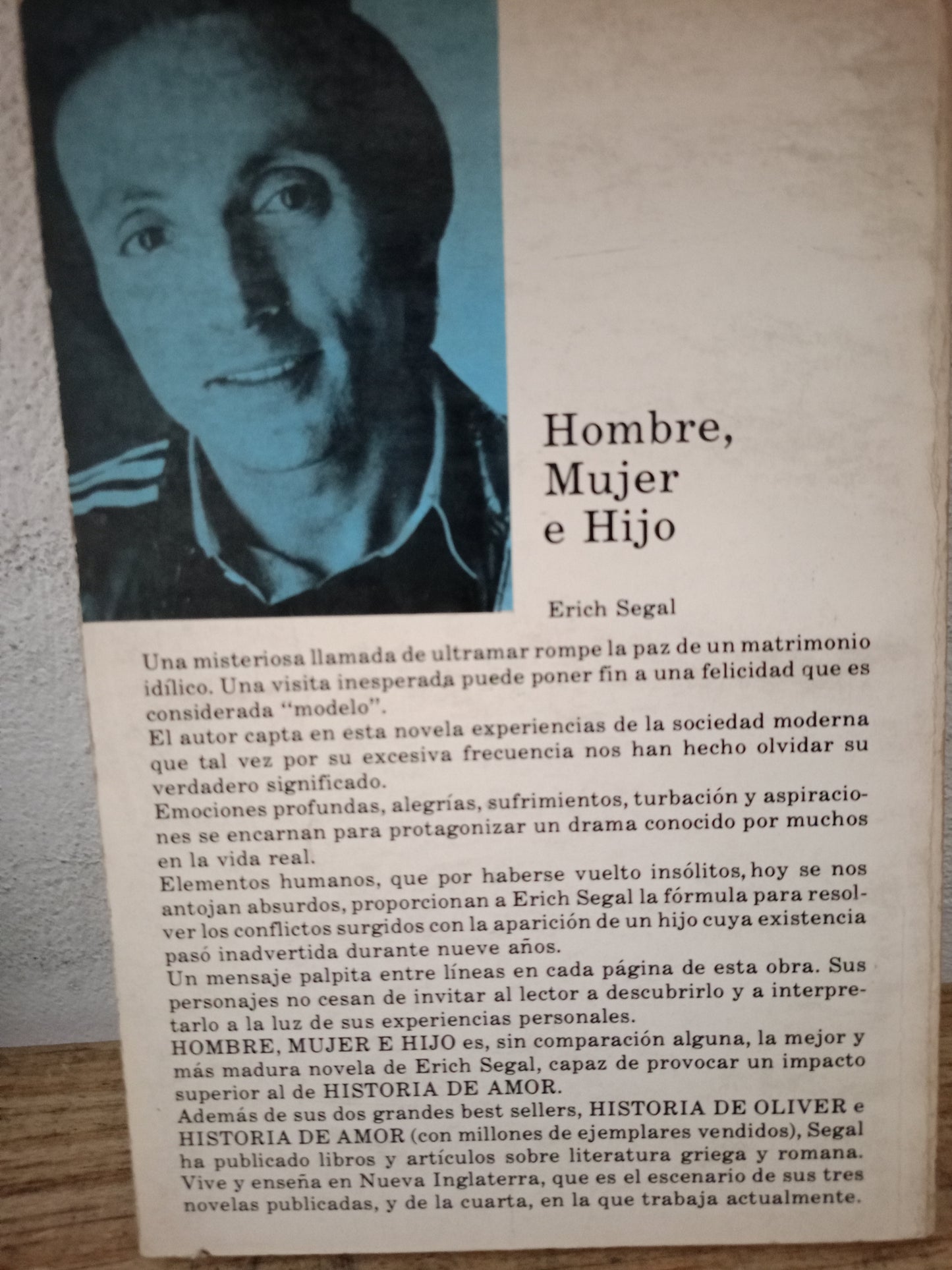 HOMBRE MUJER E HIJO ERICH SEGAL USADO NOVELA LITERARIO 305