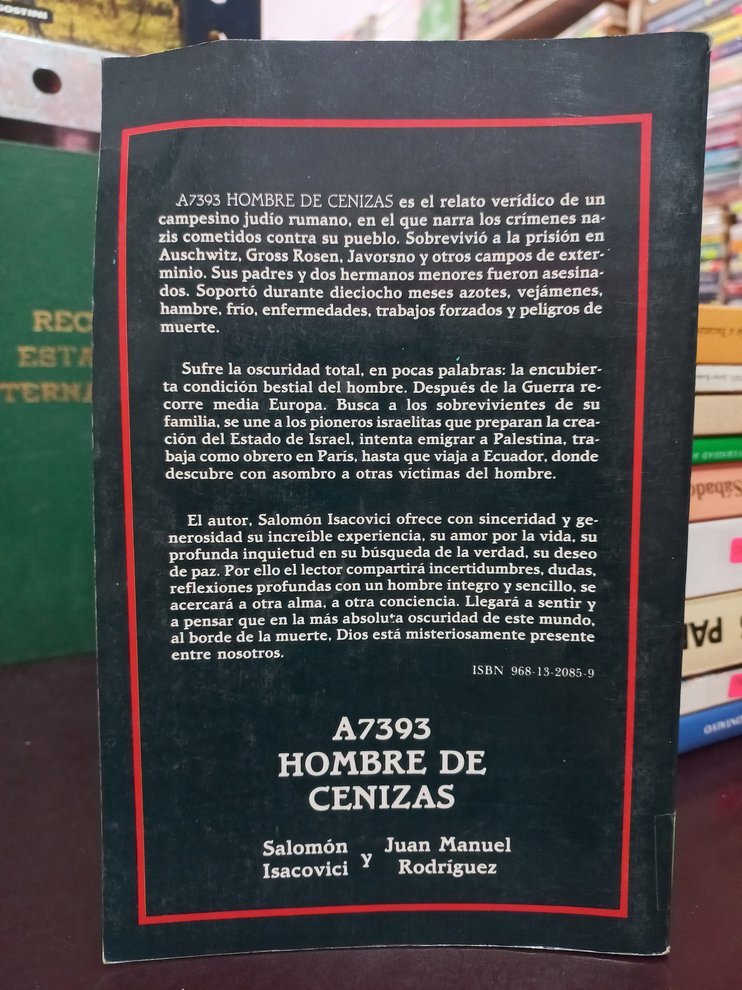 A7393 HOMBRE DE CENIZAS POR SALOMÓN ISACOVICI Y JUAN MANUEL RODRÍGUEZ USADO HISTORIA LITERARIO 305