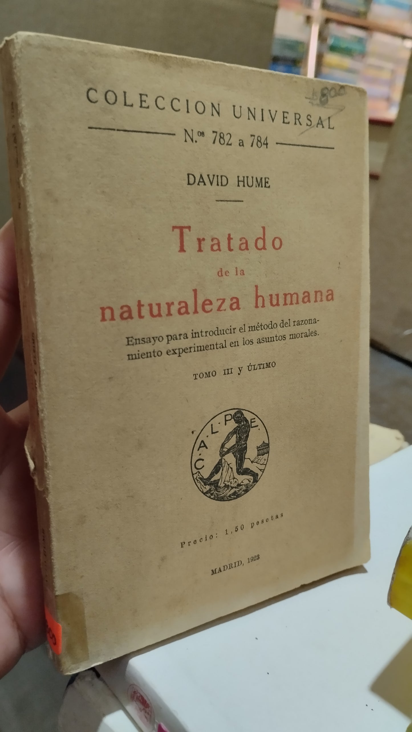 TRATADO DE LA NATURALEZA HUMANA TOMO III POR DAVID HUME LIBRO USADO ANTIGUO ALDAMA