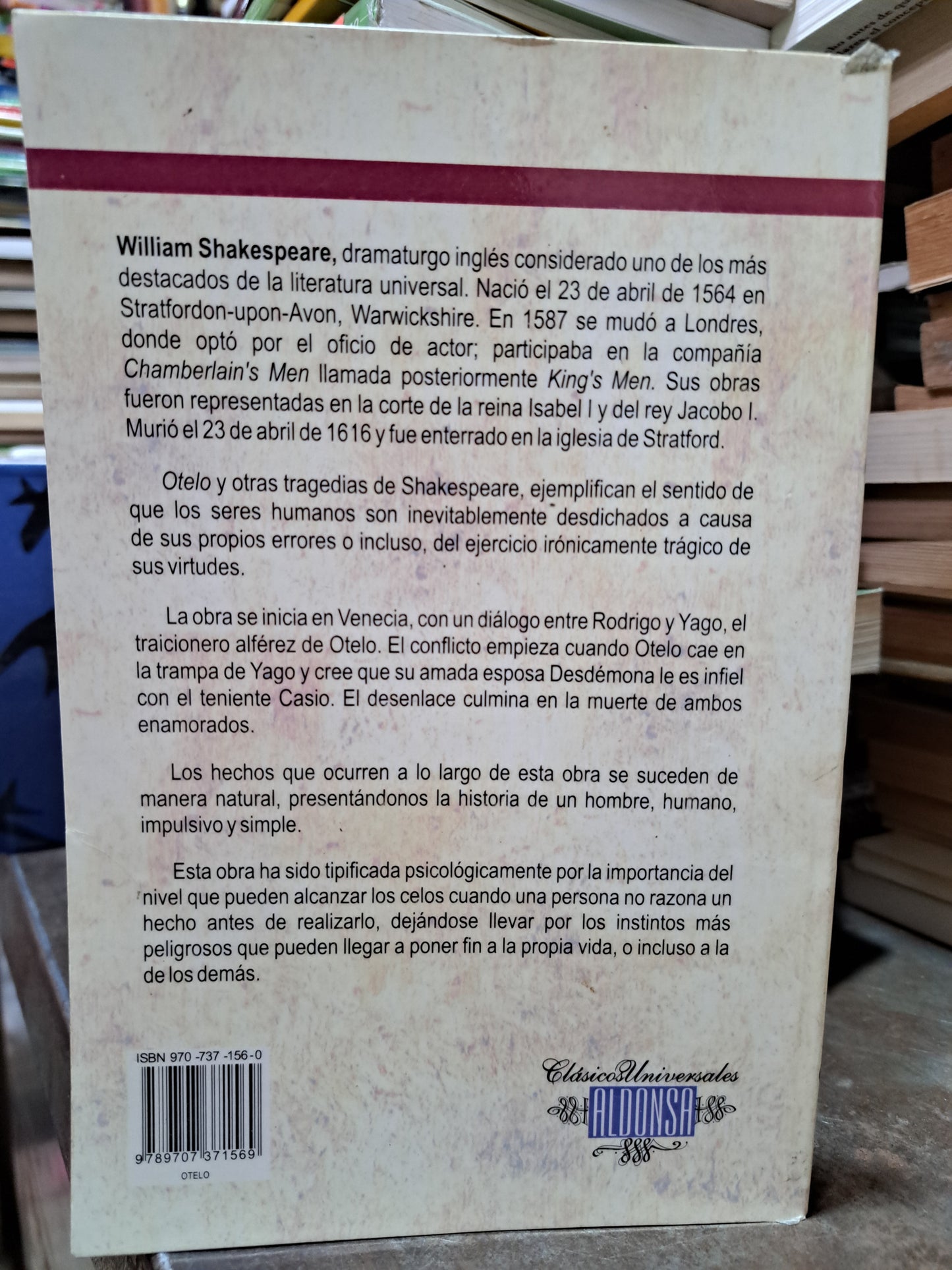 OTELO WILLIAM SHAKESPEARE USADO INFANTIL ALDAMA