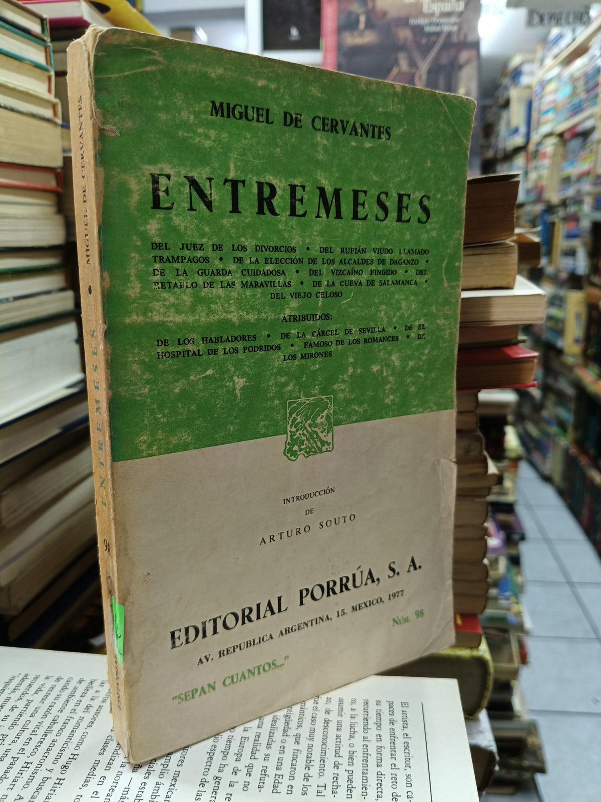 ENTREMESES POR MIGUEL DE CERVANTES USADO NOVELA JUAREZ 515