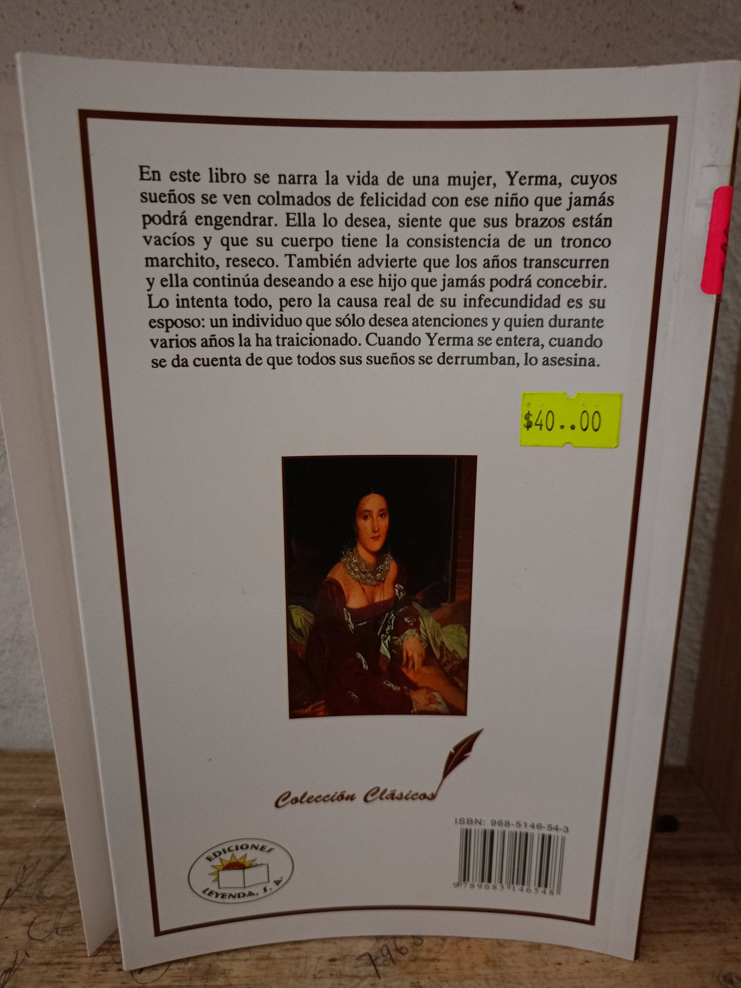 YERMA POR FEDERICO GARCÍA LORCA USADO NOVELA LITERARIO 305