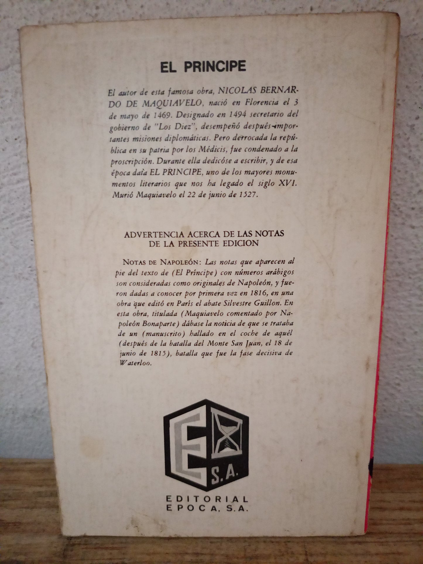 EL PRINCIPE NICOLAS MAQUIAVELO USADO NOVELA LITERARIO 305