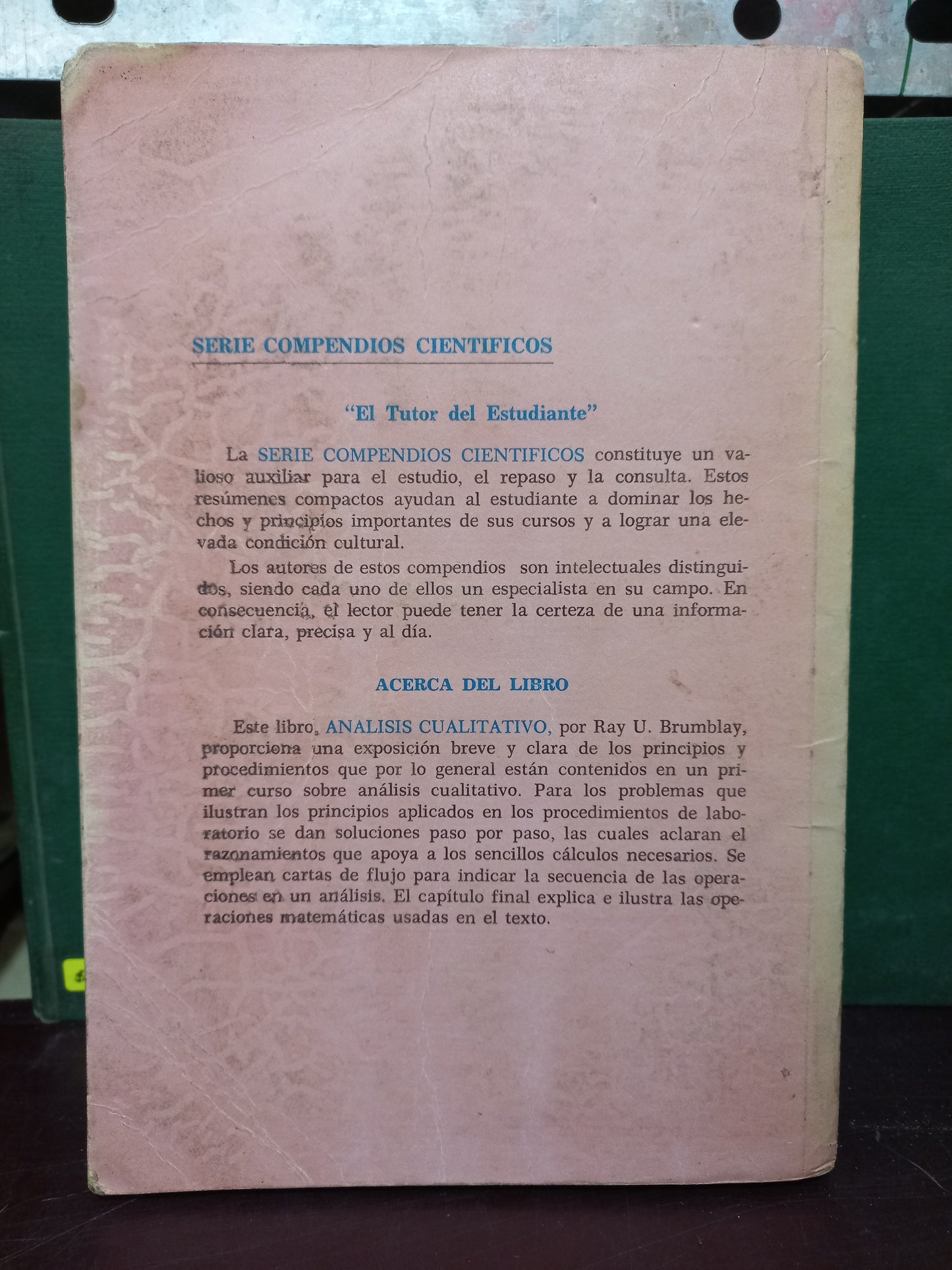 ANÁLISIS CUALITATIVO POR RAY U. BRUMBLAY USADO QUÍMICA LITERARIO 305