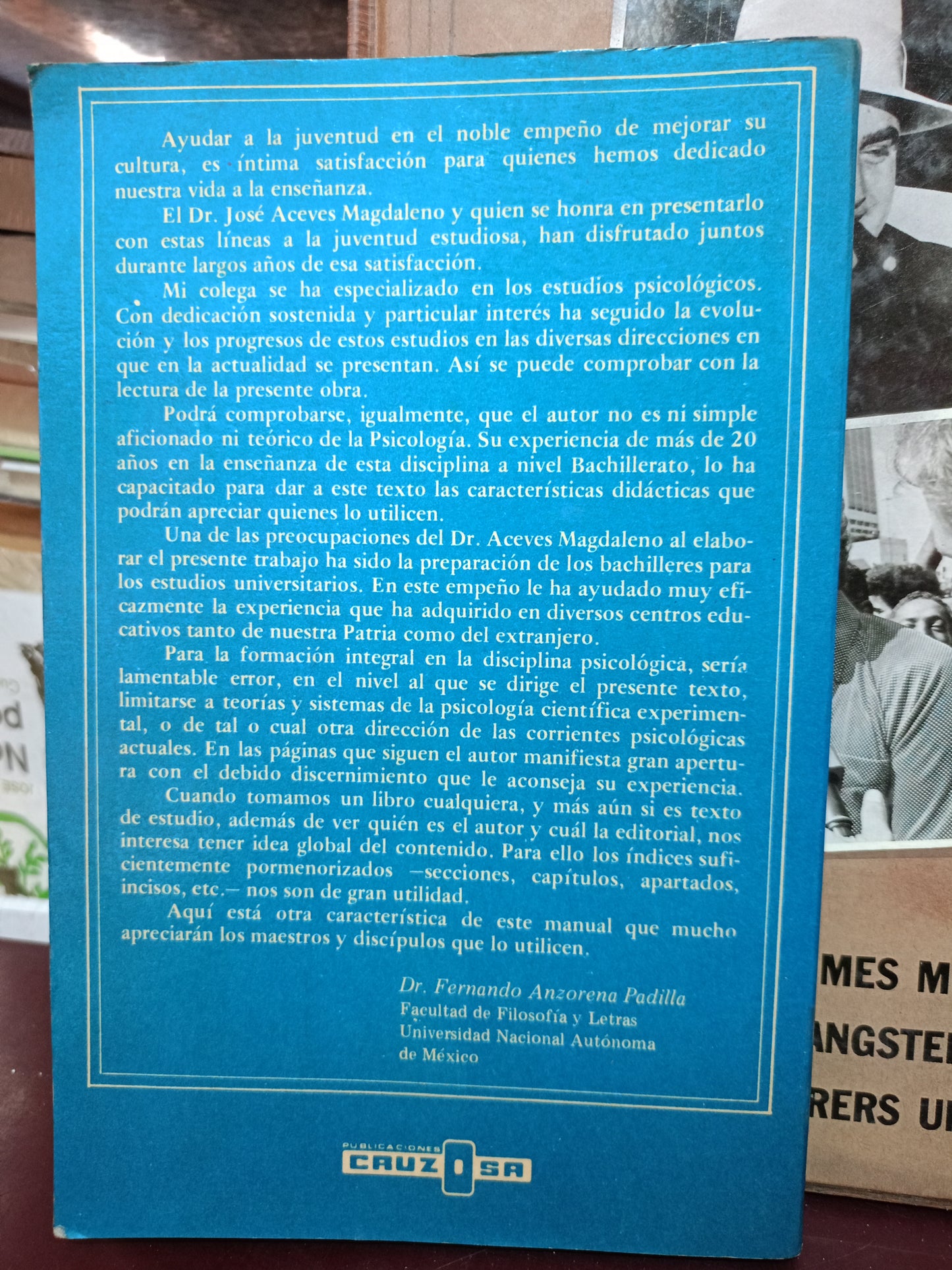 PSICOLOGÍA GENERAL JOSÉ ACEVES MAGDALENO USADO PSICOLOGÍA LITERARIO 305