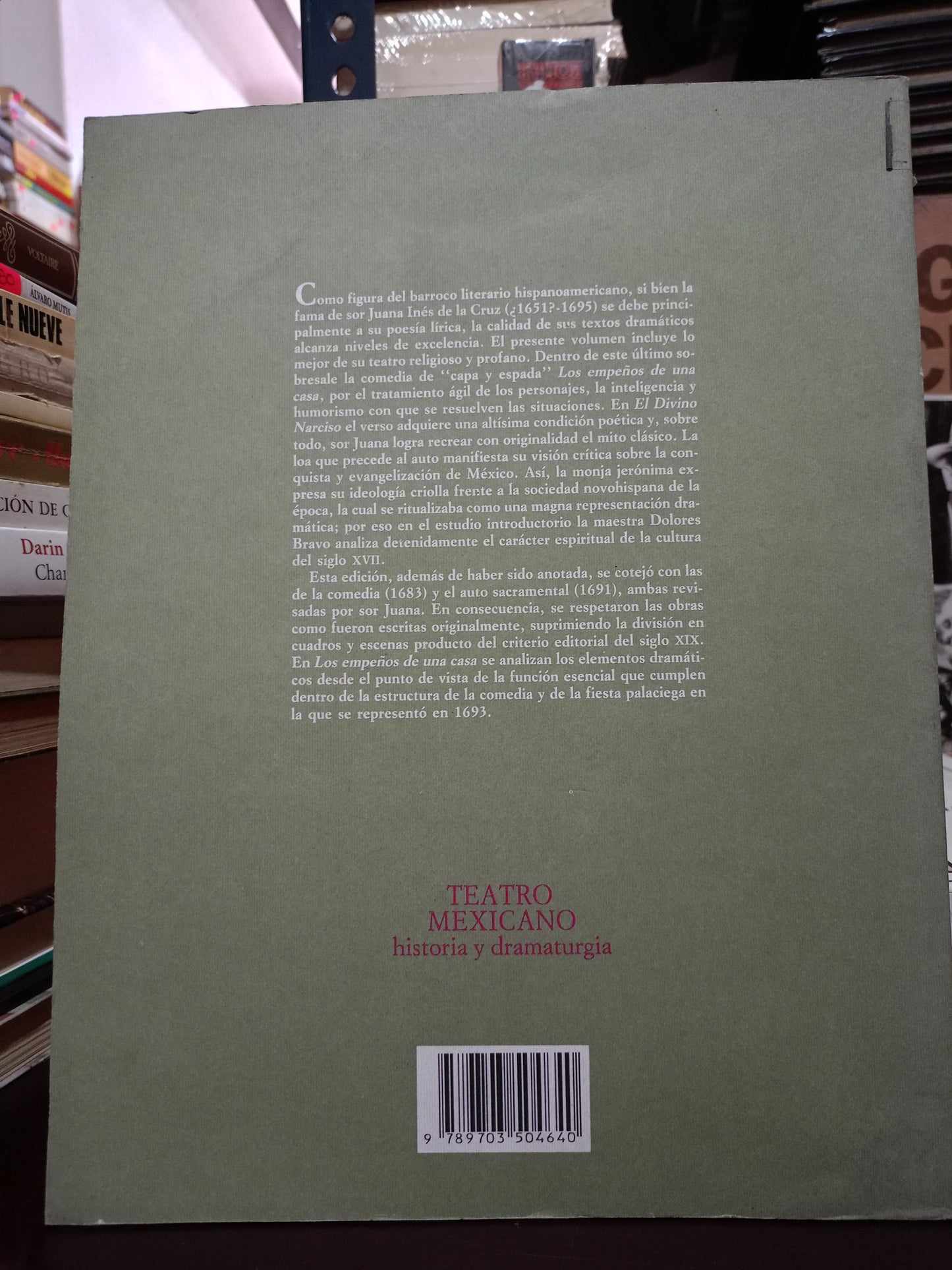TEATRO MEXICANO HISTORIA Y DRAMATURGIA SOR JUANA INÉS DE LA CRUZ ANTOLOGÍA USADO POESIA LITERARIO 305