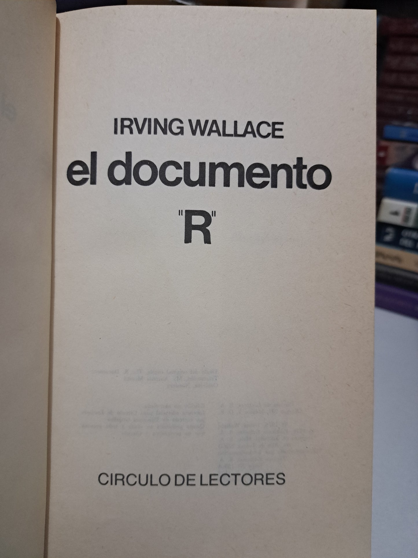 EL DOCUMENTO "R" IRVING WALLACE USADO NOVELA JUÁREZ