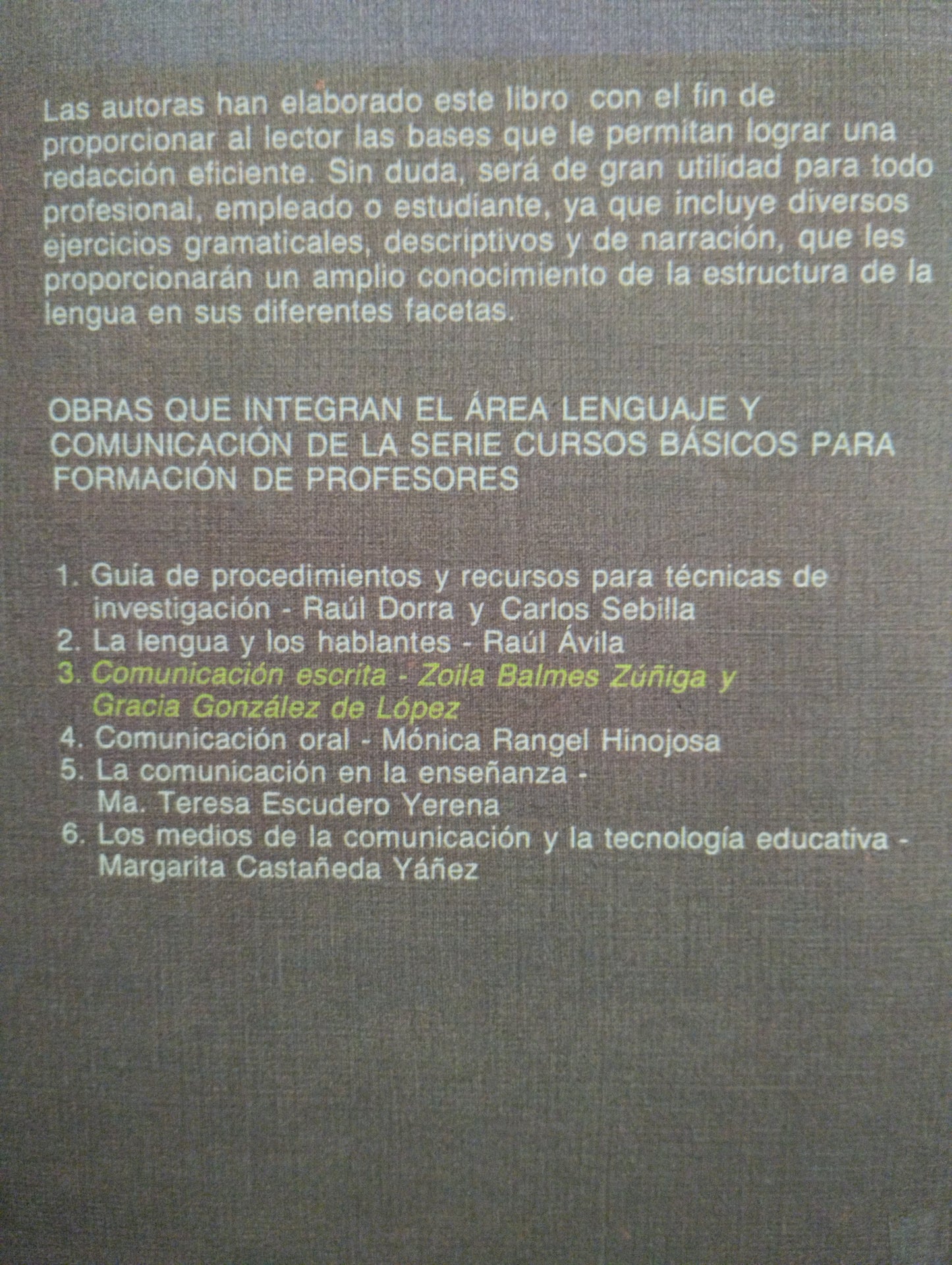 COMUNICACION ESCRITA 3 PLR ZOILA BALMES ZUÑIGA USADO EDUCACION ALDAMA