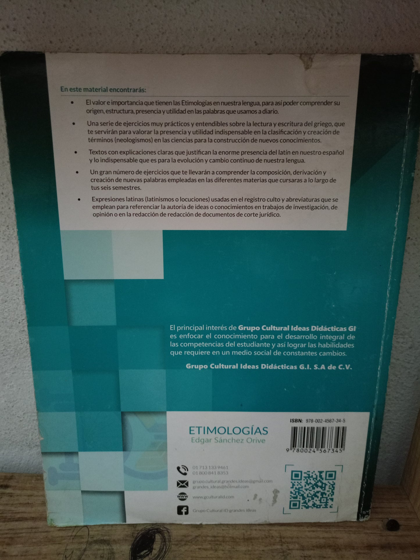 ETIMOLOGÍAS POR EDGAR SÁNCHEZ ORIVE USADO EDUCACIÓN LITERARIO 305