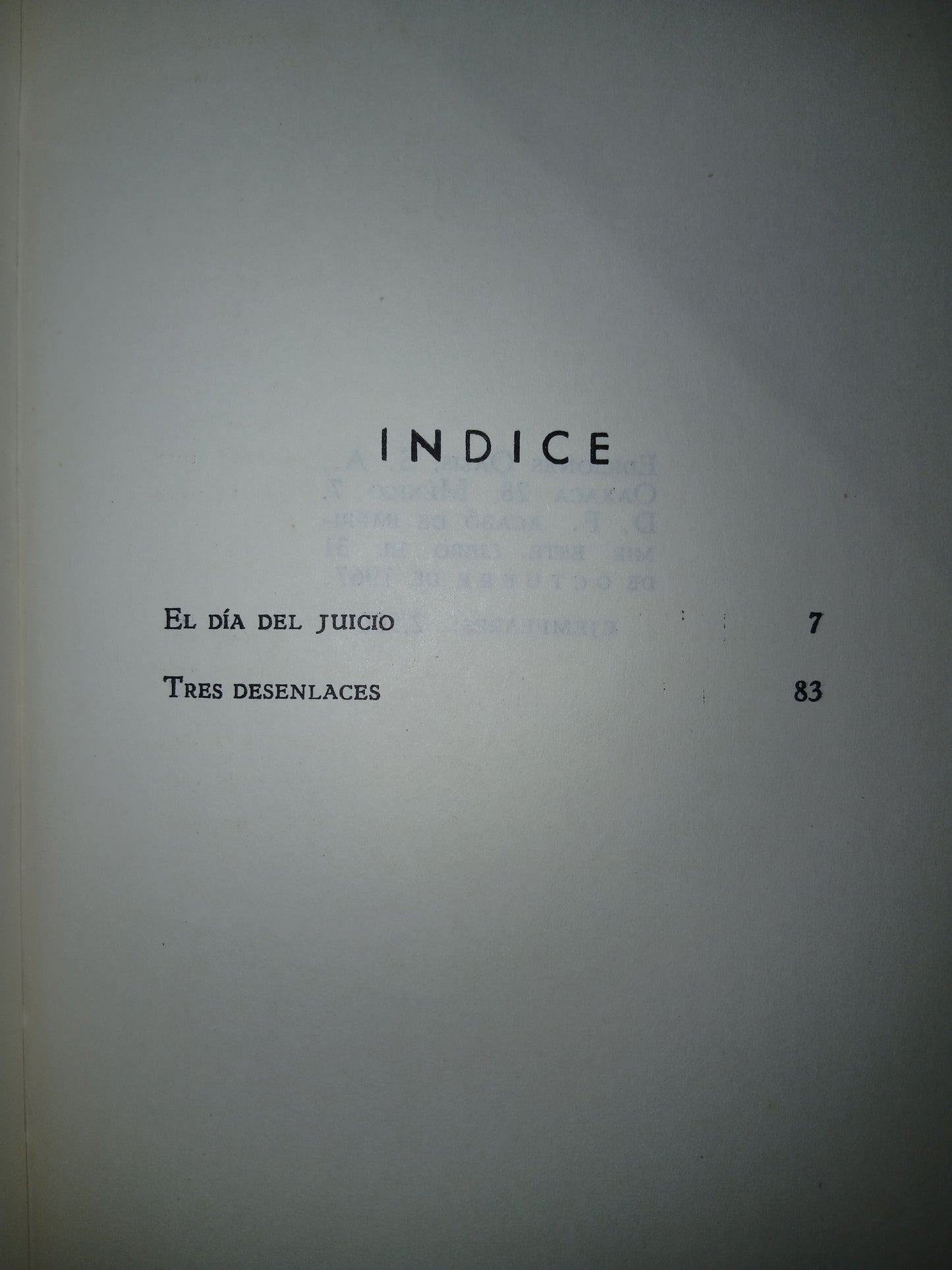EL DÍA DEL JUICIO/TRES DESENLACES POR RAFAEL SOLANA USADO TEATRO LITERARIO 207