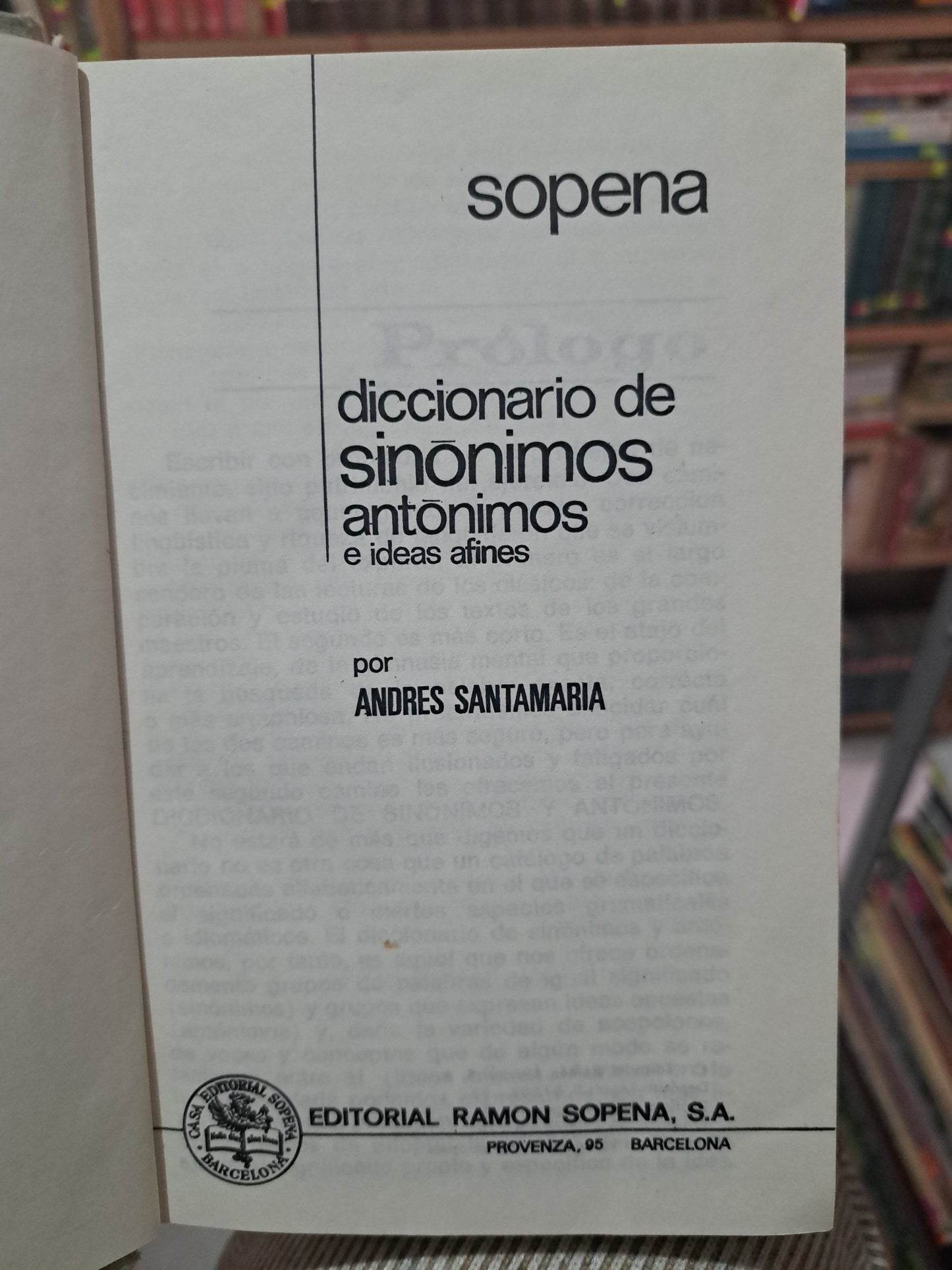 DICCIONARIO DE SINÓNIMOS Y ANTÓNIMOS E IDEAS AFINES SOPENA SINONIMOS USADO EDUCACIÓN LITERARIO 305