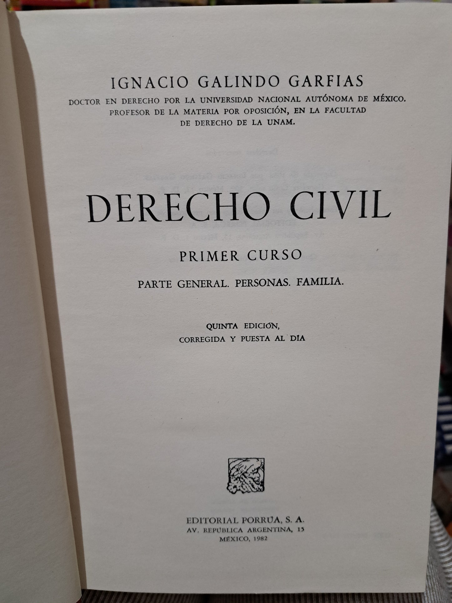 DERECHO CIVIL IGNACIO GALINDO GARCIAS USADO DERECHO LITERARIO 305