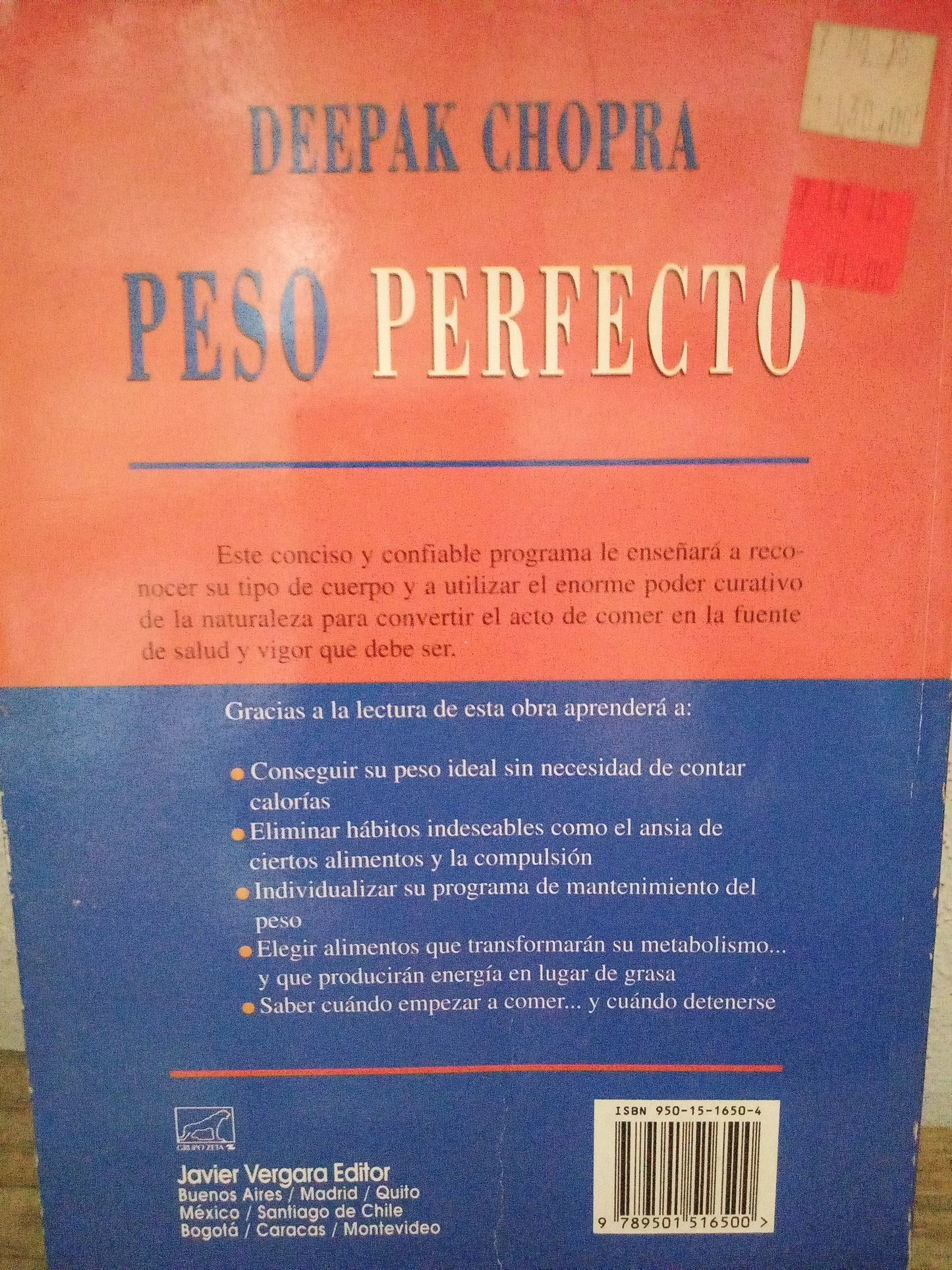 PESO PERFECTO DEEPAK CHOPRA USADO S PERSONAL LITERARIO 305