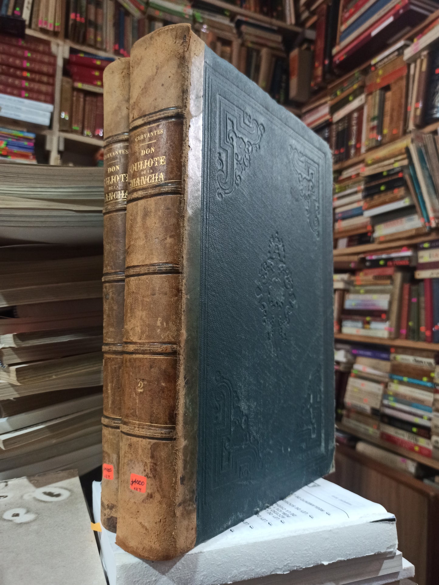 DON QUIJOTE DE LA MANCHA POR MIGUEL DE CERVANTES SAAVEDRA USADO ANTIGUOS ALDAMA 2 TOMOS POR $4000
