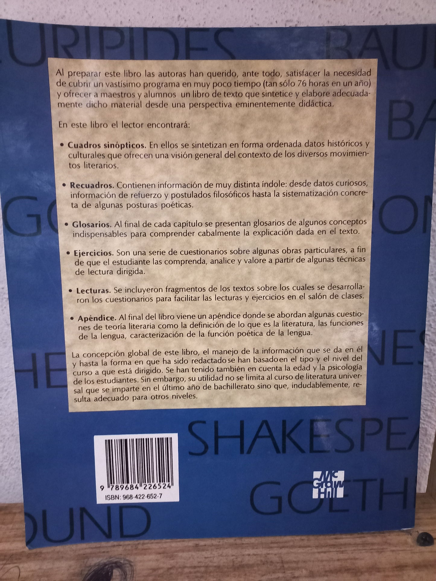LITERATURA UNIVERSAL POR ADRIANA MARÍA DE TERESA OCHOA Y MARÍA ANGÉLICA PRIETO GONZÁLEZ USADO HISTORIA LITERARIO 305