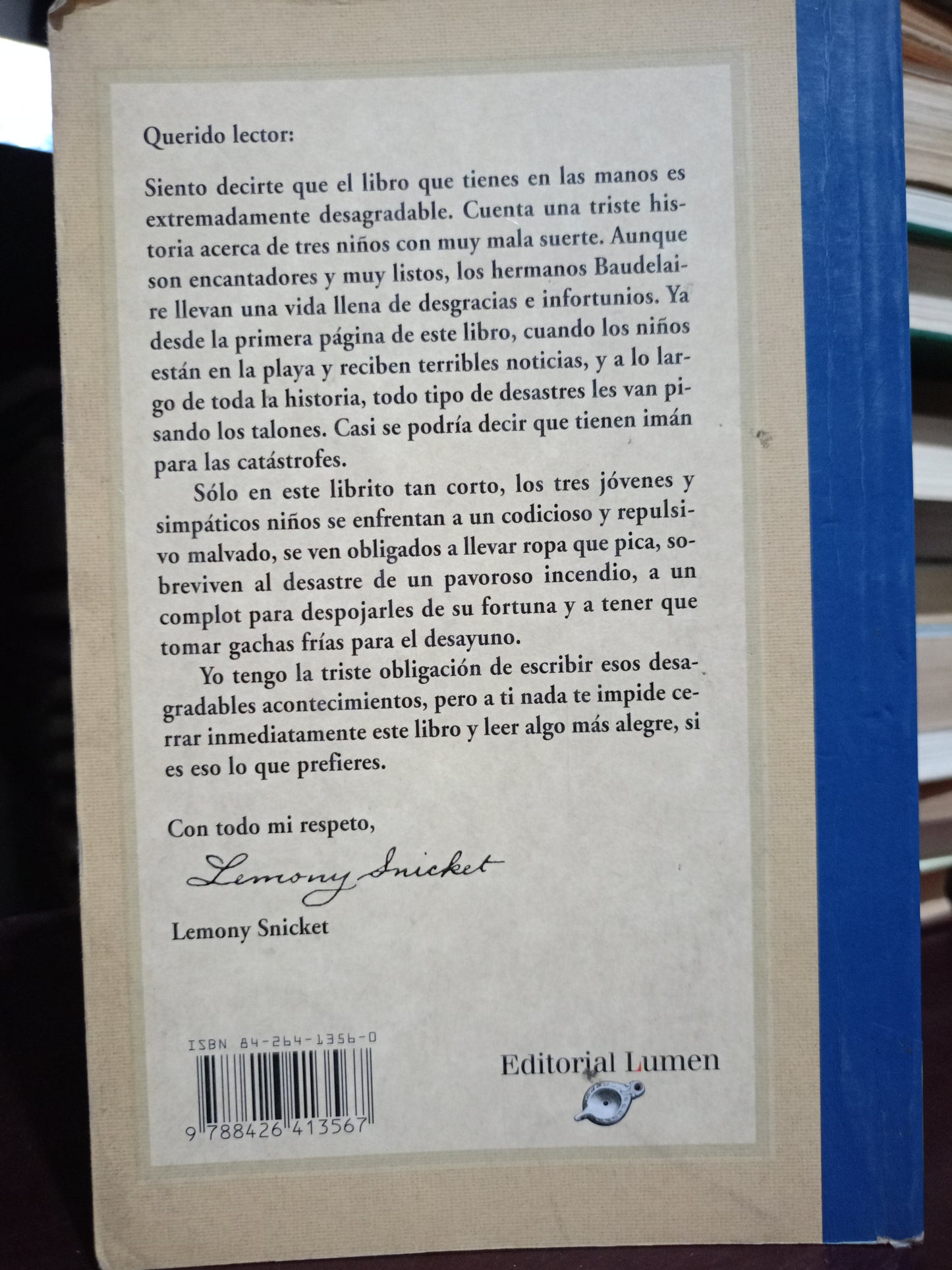 UNA SERIE DE CATASTRÓFICAS DESDICHAS UN MAL PRINCIPIO LEMONY SNICKET USADO NOVELA LITERARIO 305