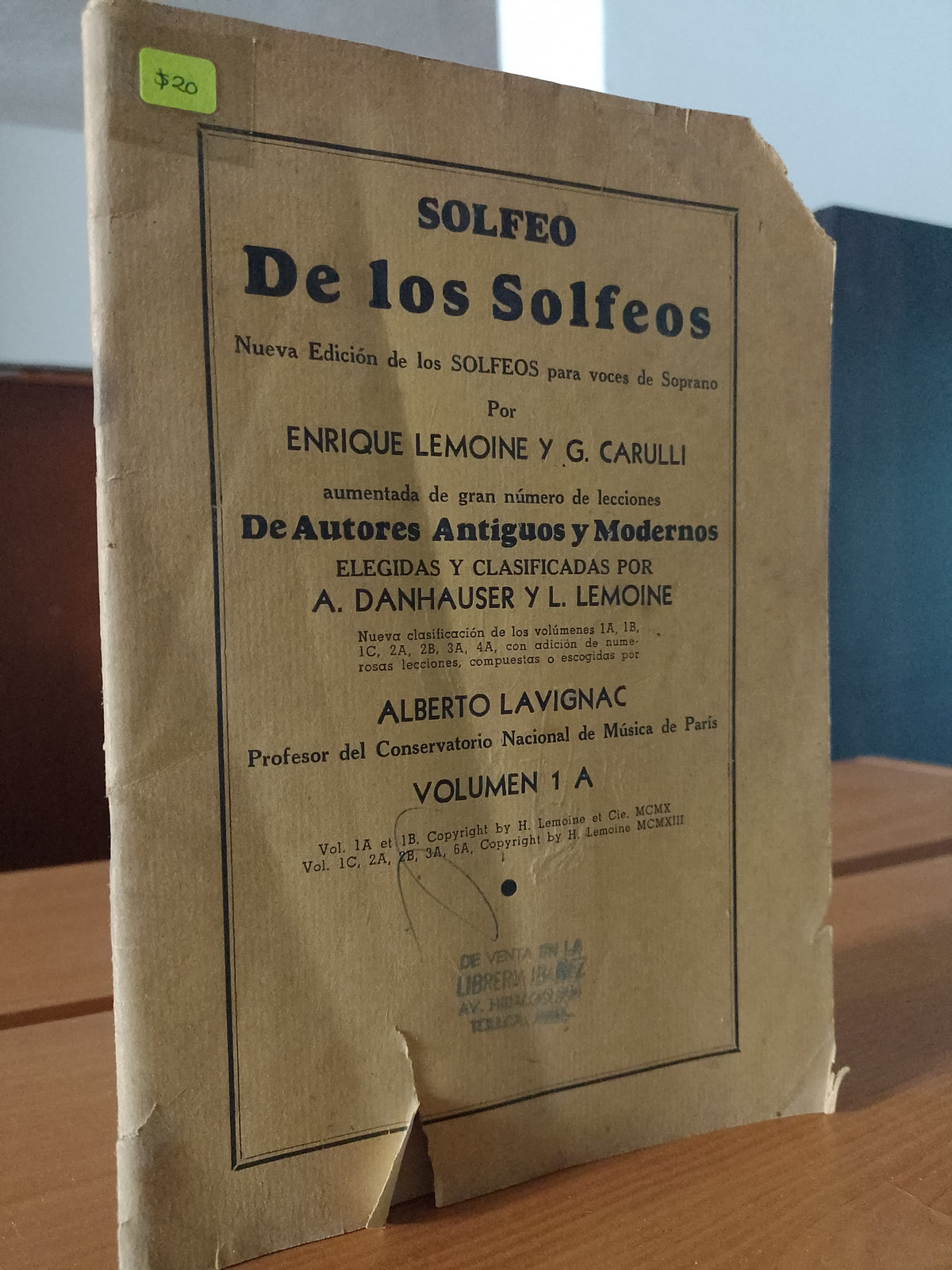 SOLFEO DE LOS SOLFEOS POR ENRIQUE LEMOINE Y G CARULLU USADO MUSICA JUAREZ 515
