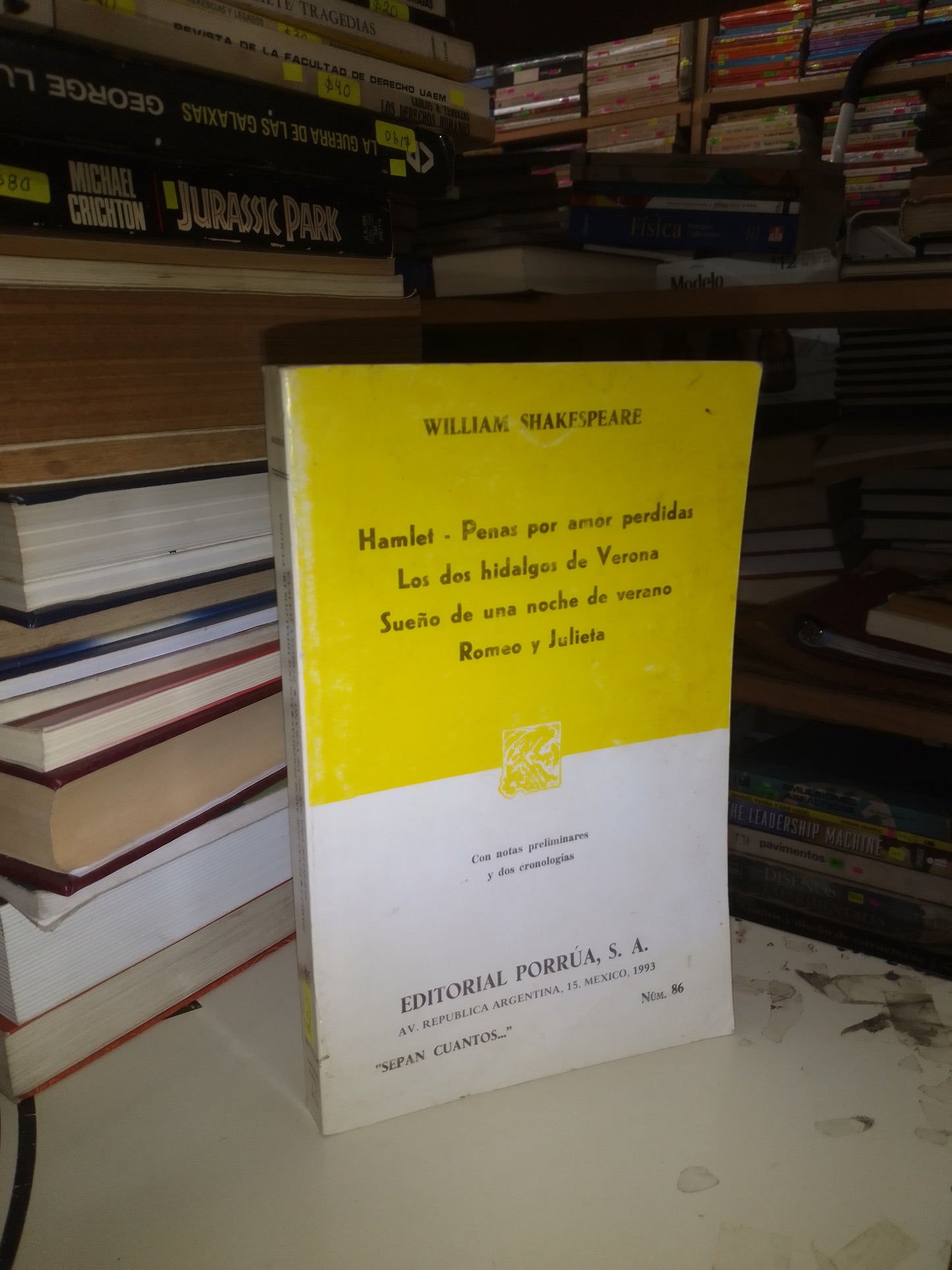 HAMLET; PENAS POR AMOR PERDIDAS; LOS DOS HIDALGOS DE VERONA; SUEÑO DE UNA NOCHE DE VERANO; ROMEO Y JULIETA POR WILLIAM SHAKESPEARE USADO NOVELA LITERARIO 207