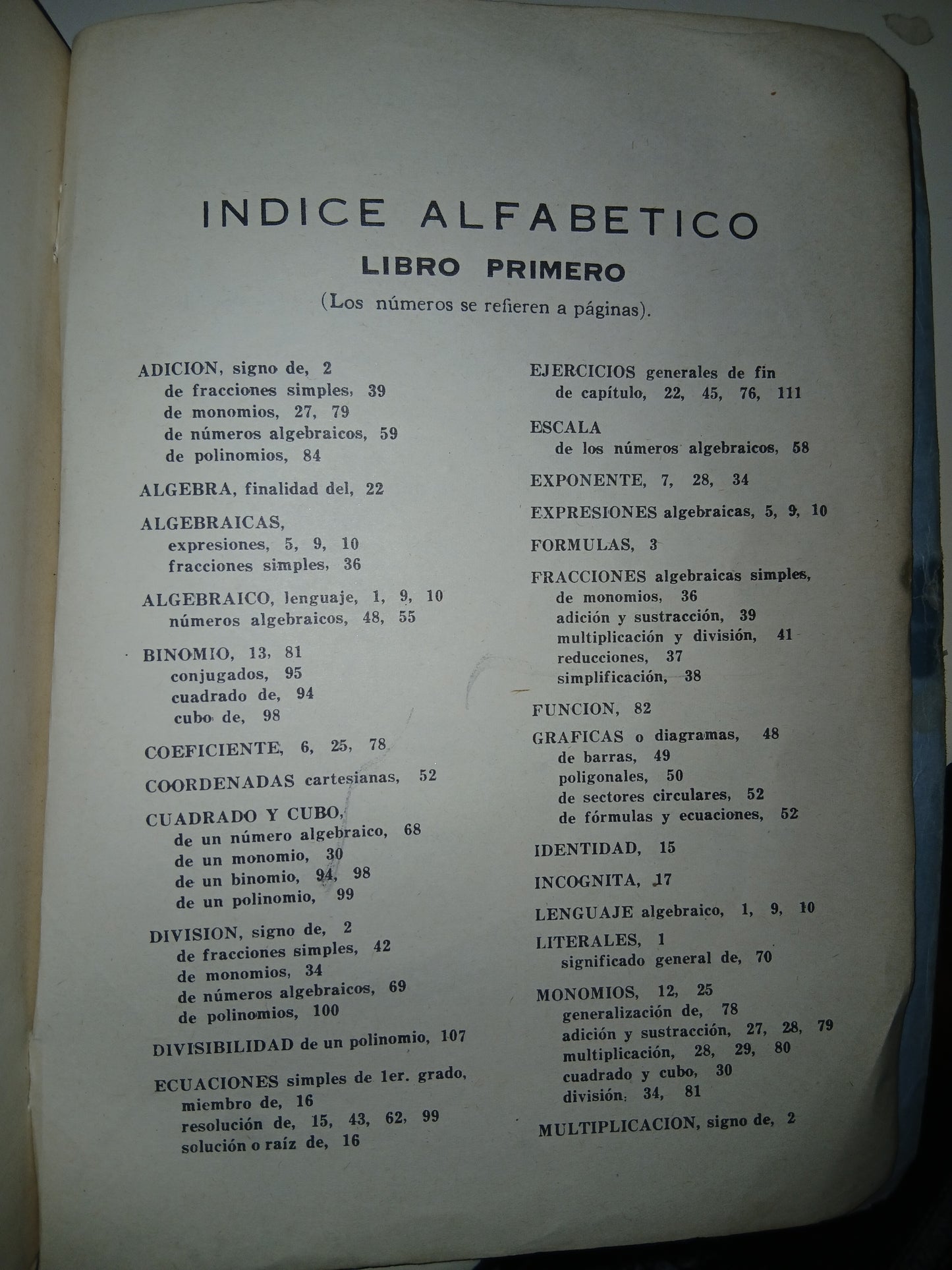 ÁLGEBRA ELEMENTAL PARA ESCUELAS SECUNDARIAS LIBRO PRIMERO POR ALFONSO NAPOLES G USADO MATEMÁTICAS LITERARIO 207