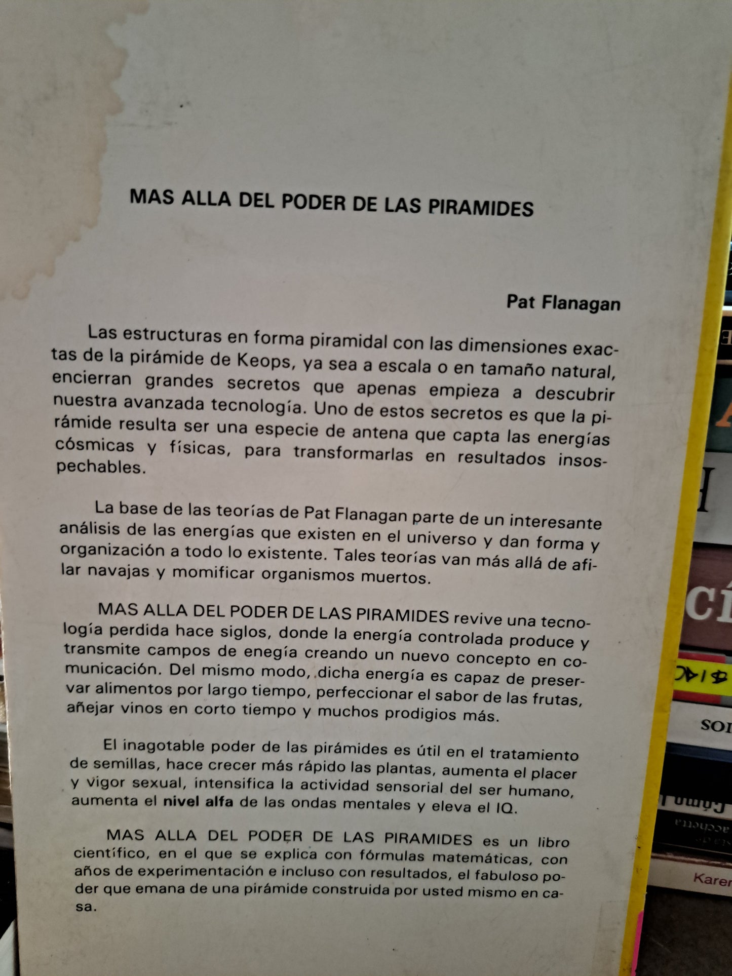 MAS ALLA DEL PODER DE LAS PIRÁMIDES G.PAT FLANAGAN USADO ESOTERISMO ALDAMA