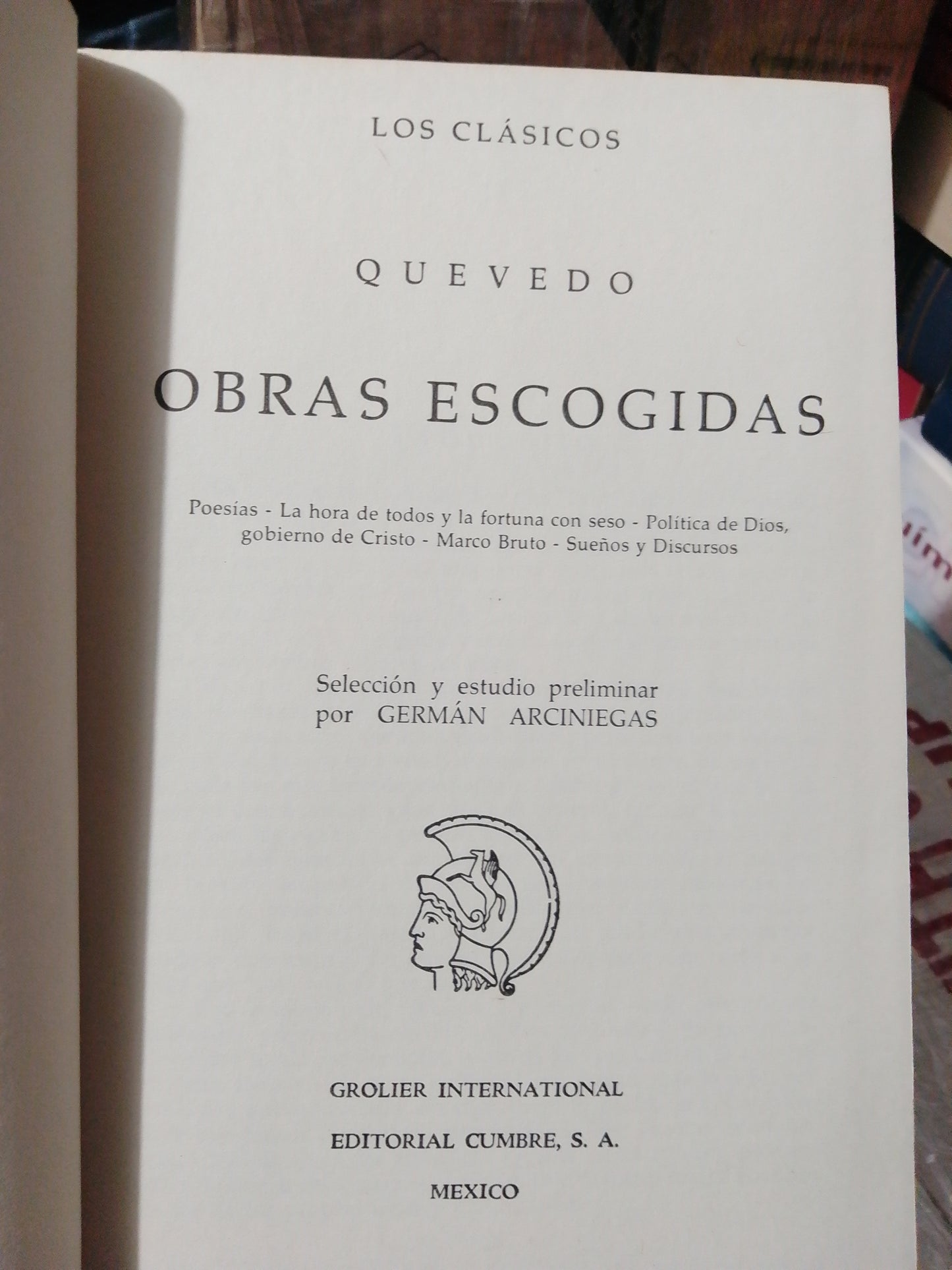 OBRAS ESCOGIDAS POR QUEVEDO USADO NOVELA JUÁREZ
