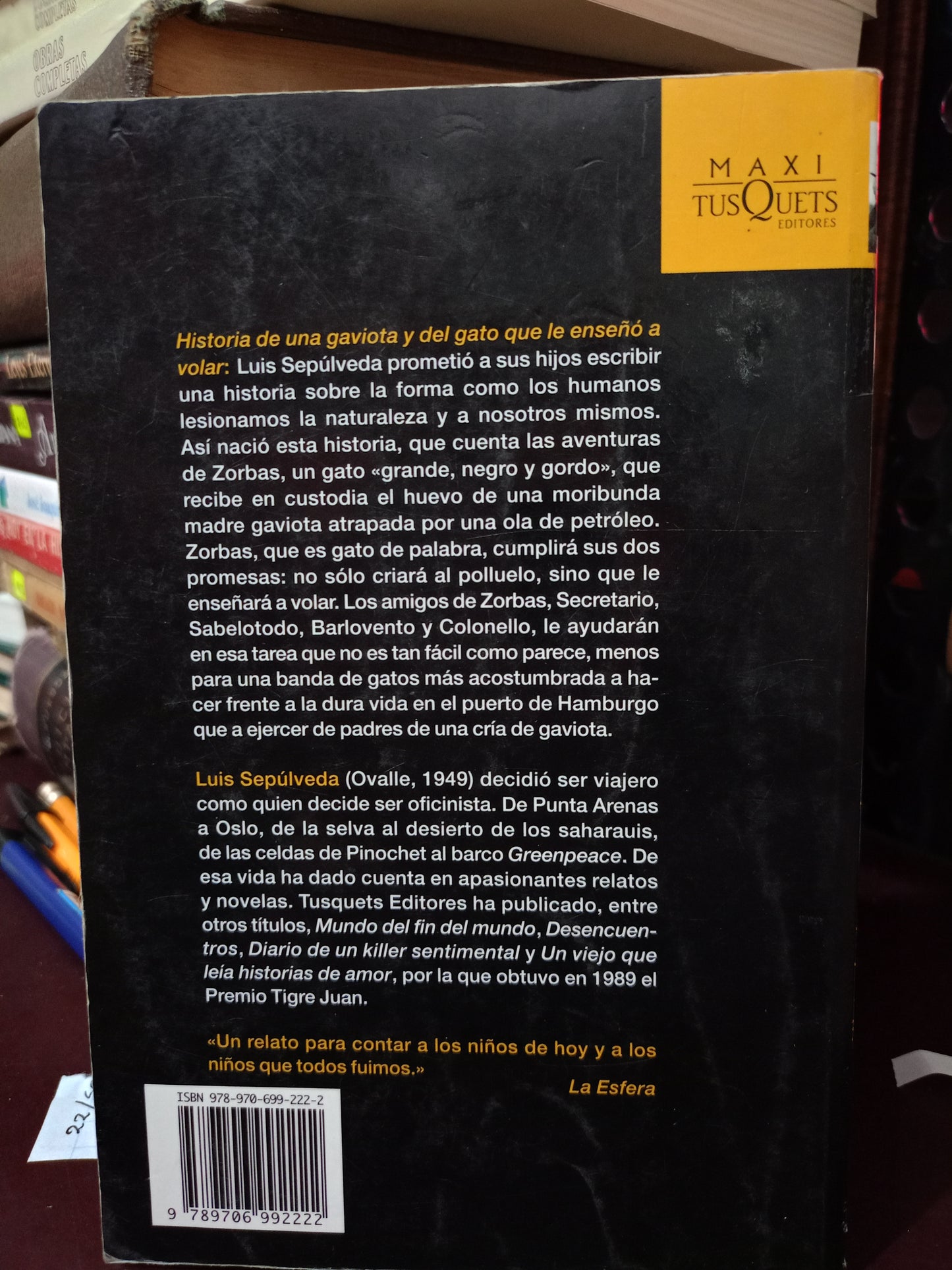 HISTORIA DE UNA GAVIOTA Y DEL GATO QUE LE ENSEÑÓ A VOLAR LUIS SEPÚLVEDA USADO NOVELA LITERARIO 305