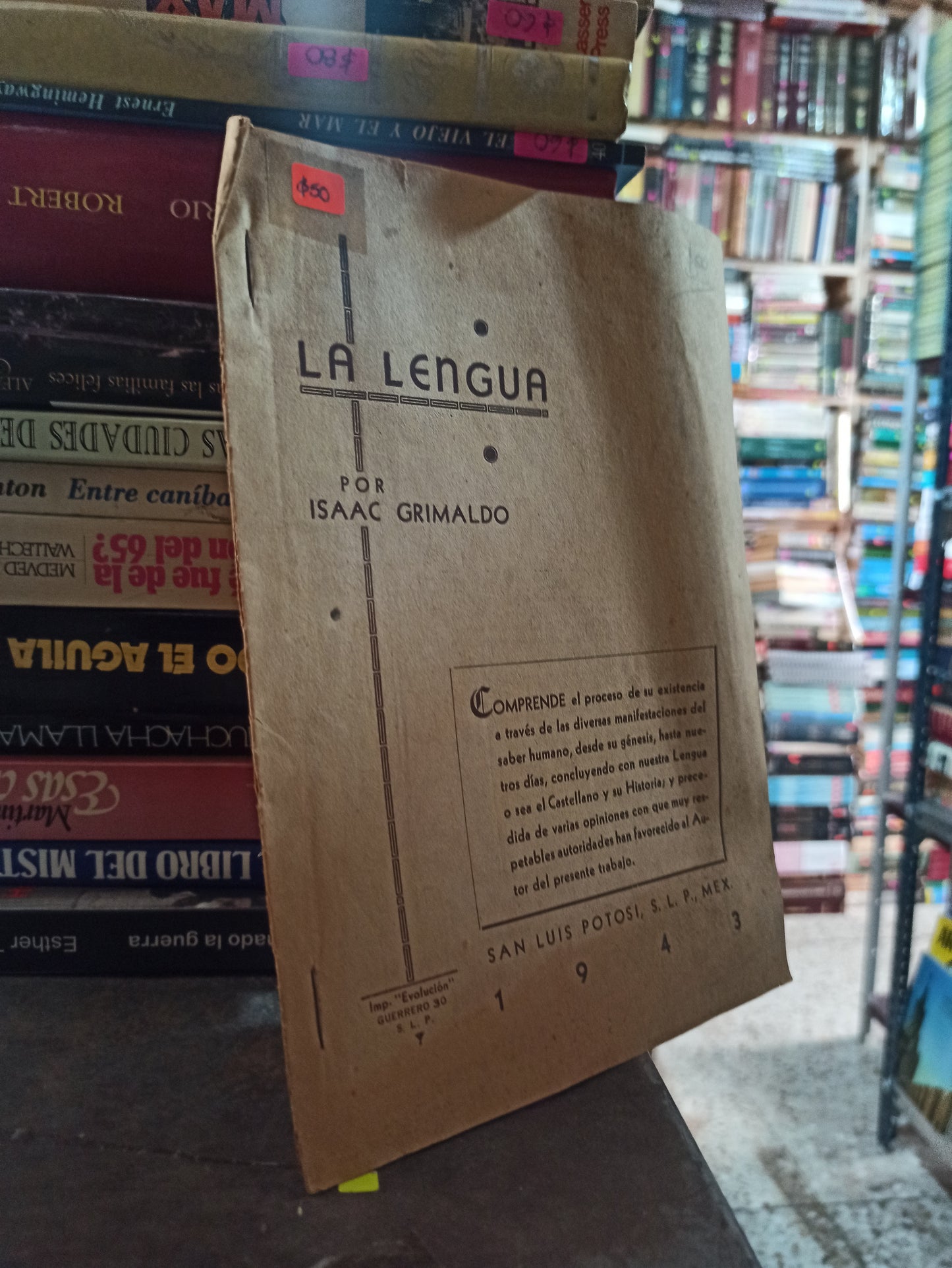 LA LENGUA POR ISAAC GRIMALDO USADO ANTIGUOS ALDAMA