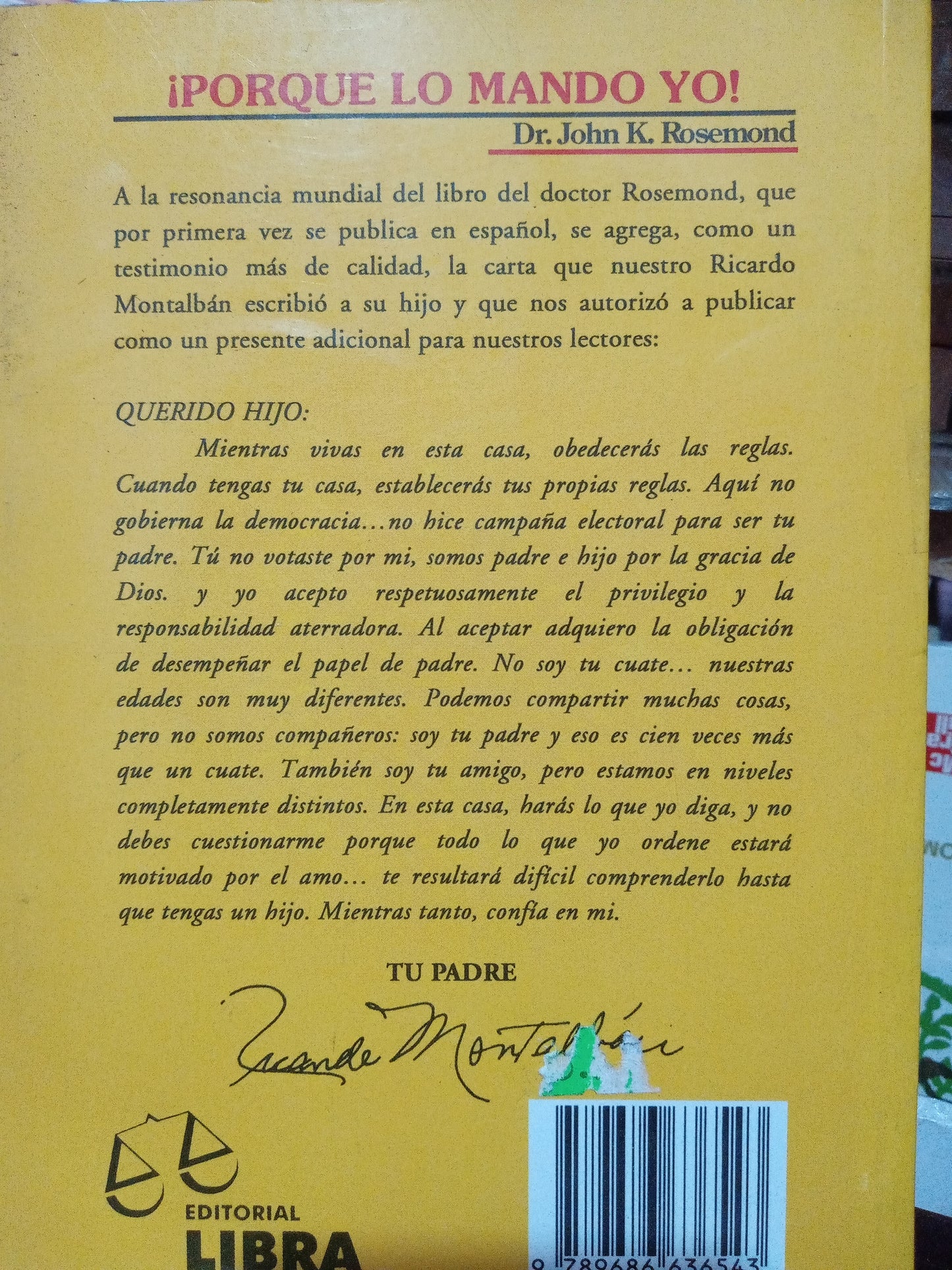 PORQUE LO MANDO YO DR. JOHN K. ROSEMOND USADO S.PERSONAL LITERARIO #305
