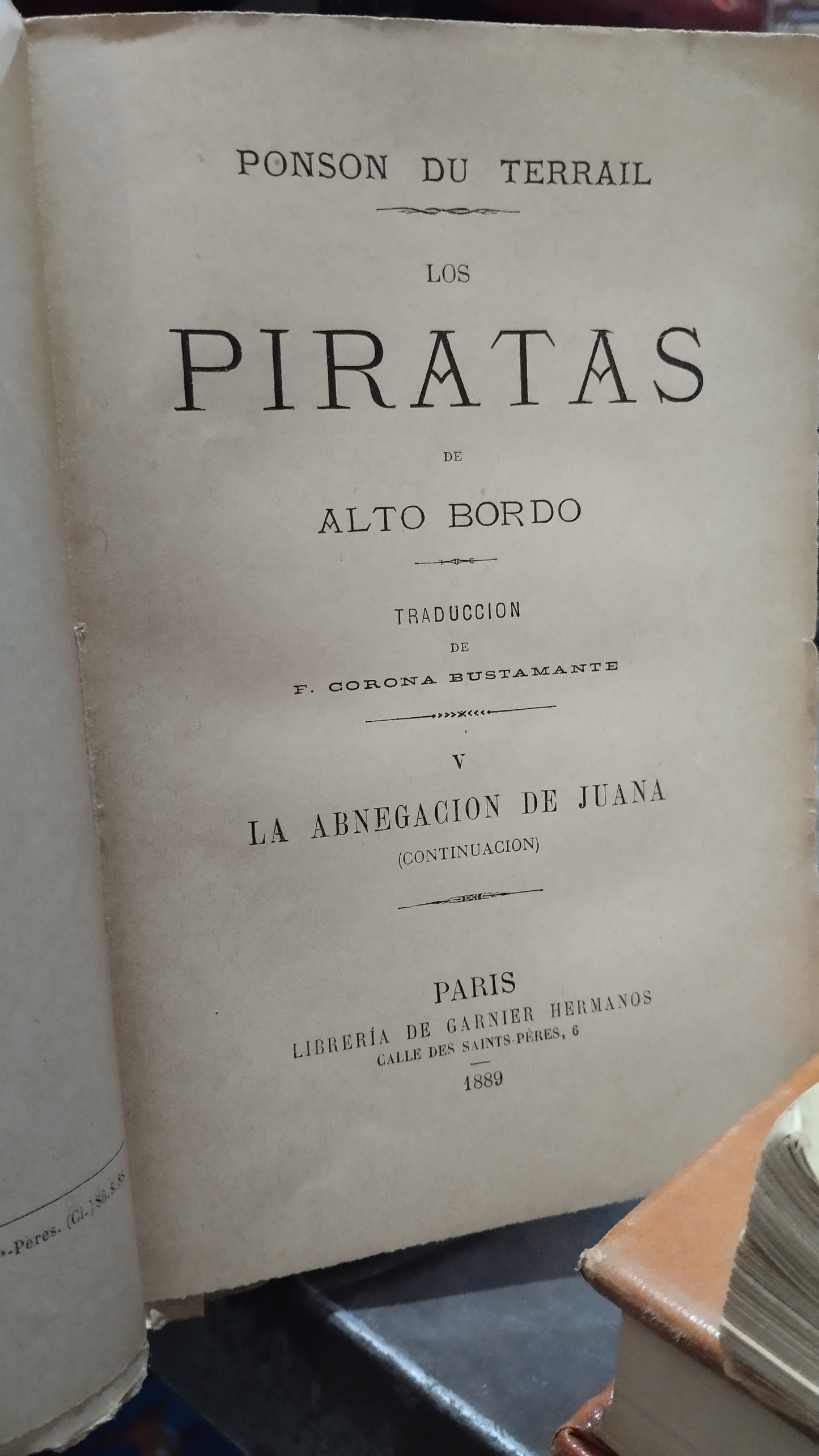 LOS PIRATAS DE ALTO BORDO POR PONSON DU TERRAIL LIBRO USADO ANTIGUO ALDAMA