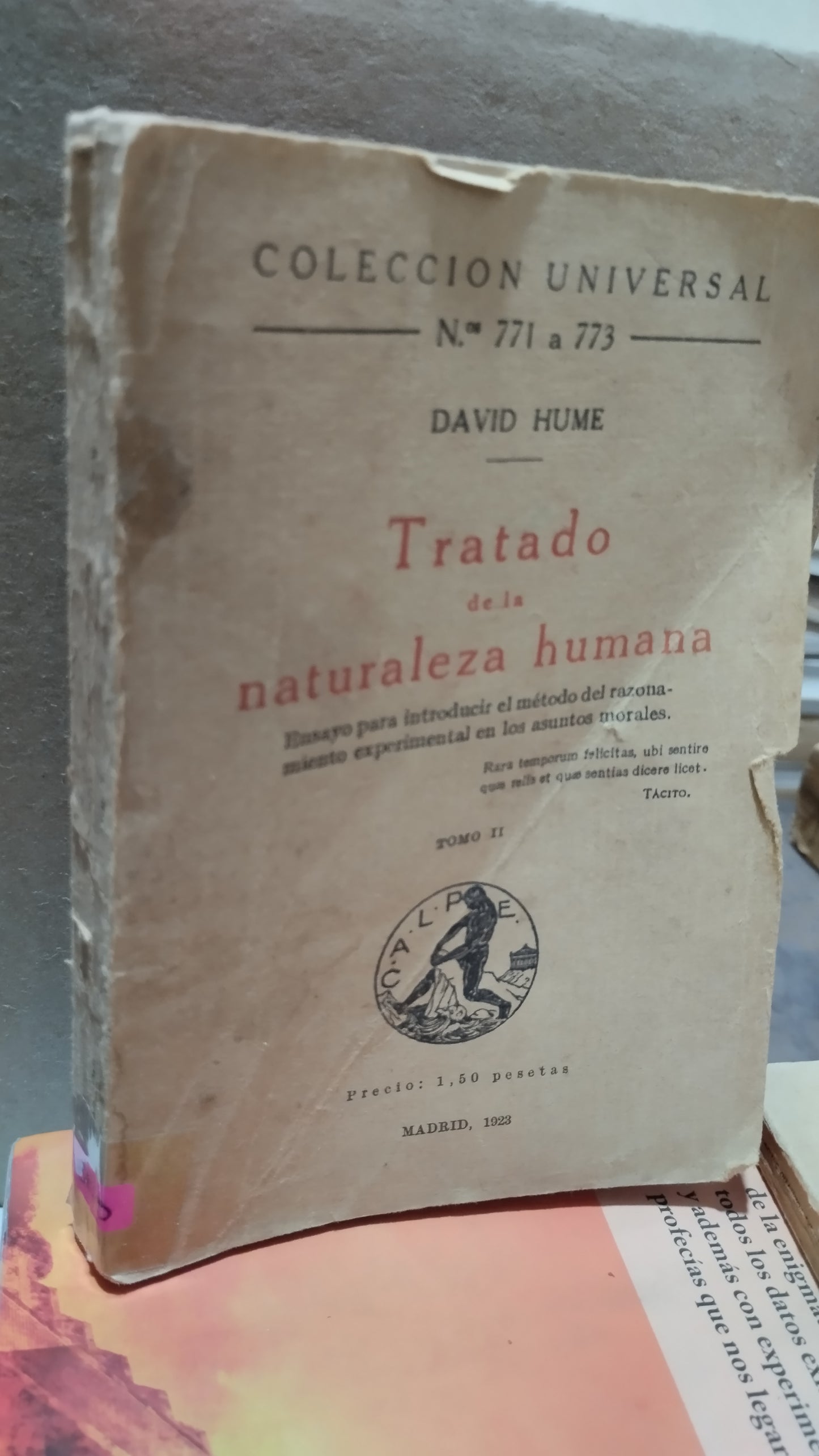 TRATADO DE LA NATURALEZA HUMANA TOMO II POR DAVID HUME LIBRO USADO ANTIGUO ALDAMA