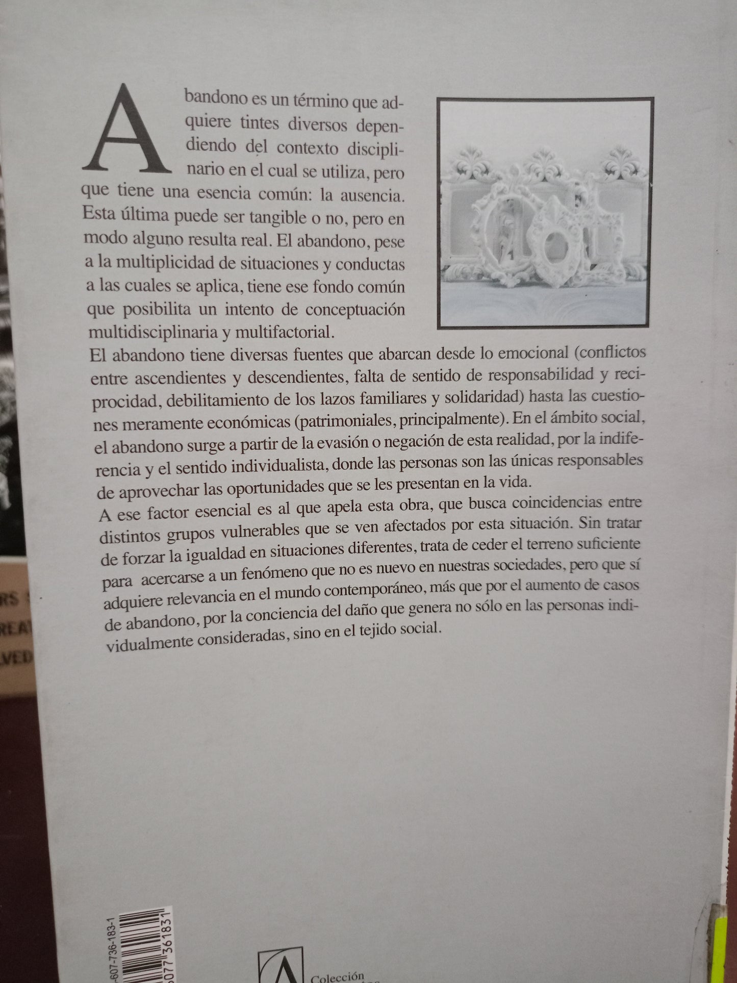 REVISIÓN TÉCNICA DEL CONCEPTO DE ABANDONO: UNA MITADA MULTIDISCIPLINARIA POR GABRIELA FUENTES REYES Y MARIA DE LOURDES MORALES REYNOSO USADO PSICOLOGÍA LITERARIO 305