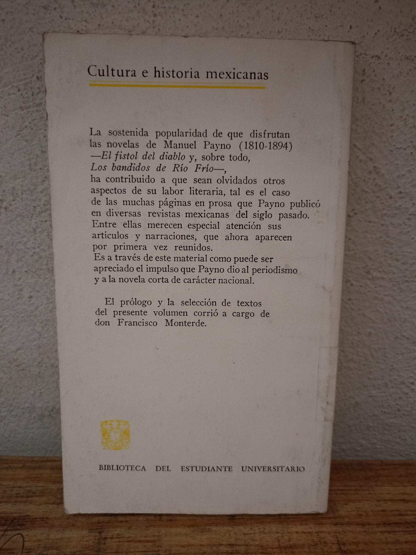 ARTÍCULOS Y NARRACIONES POR MANUEL PAYNO USADO NOVELA LITERARIO 305