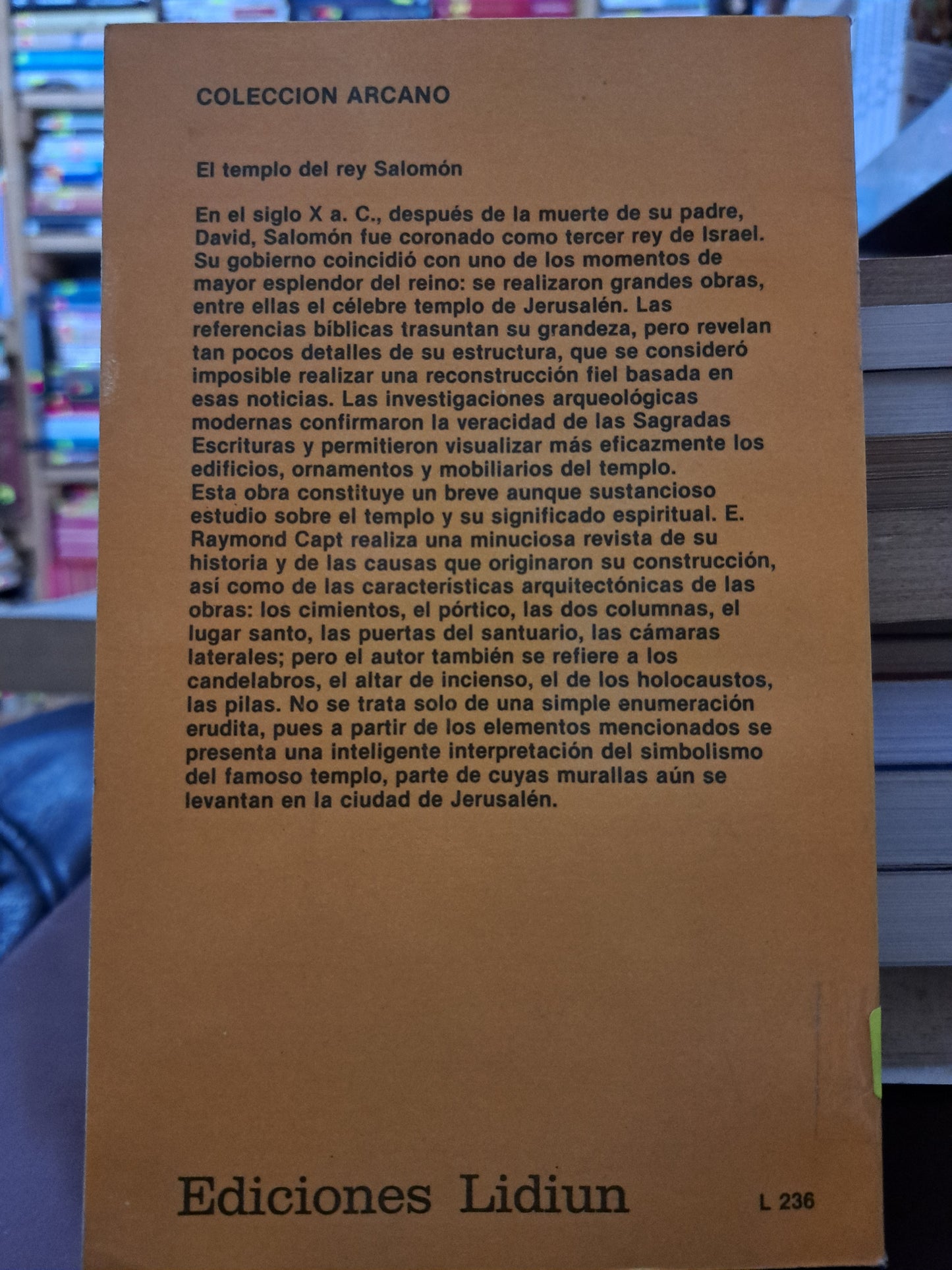 EL TEMPLO DEL REY SALOMÓN E. RAYMOND CAPT USADO HISTORIA LITERARIO 305