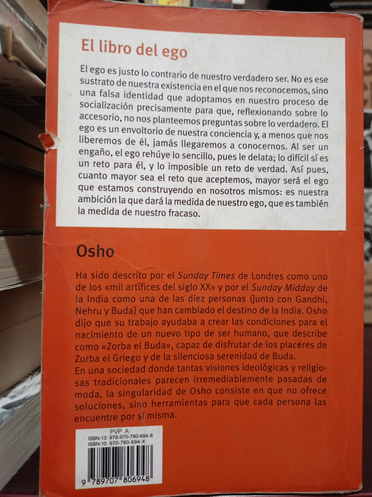 EL LIBRO DEL EGO OSHO USADO SPERSONAL LITERARIO 305