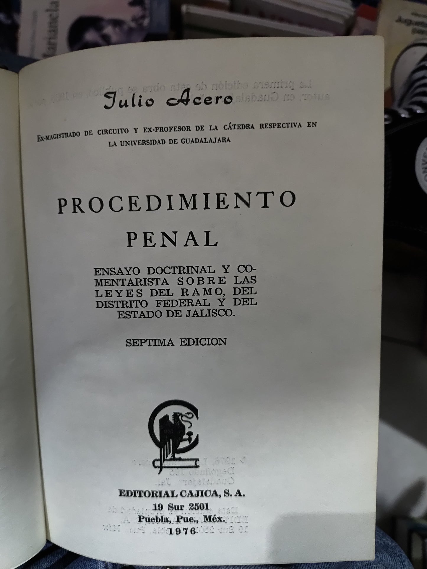 PROCEDIMIENTO PENAL POR JULIO ACERO USADO DERECHO JUAREZ 515
