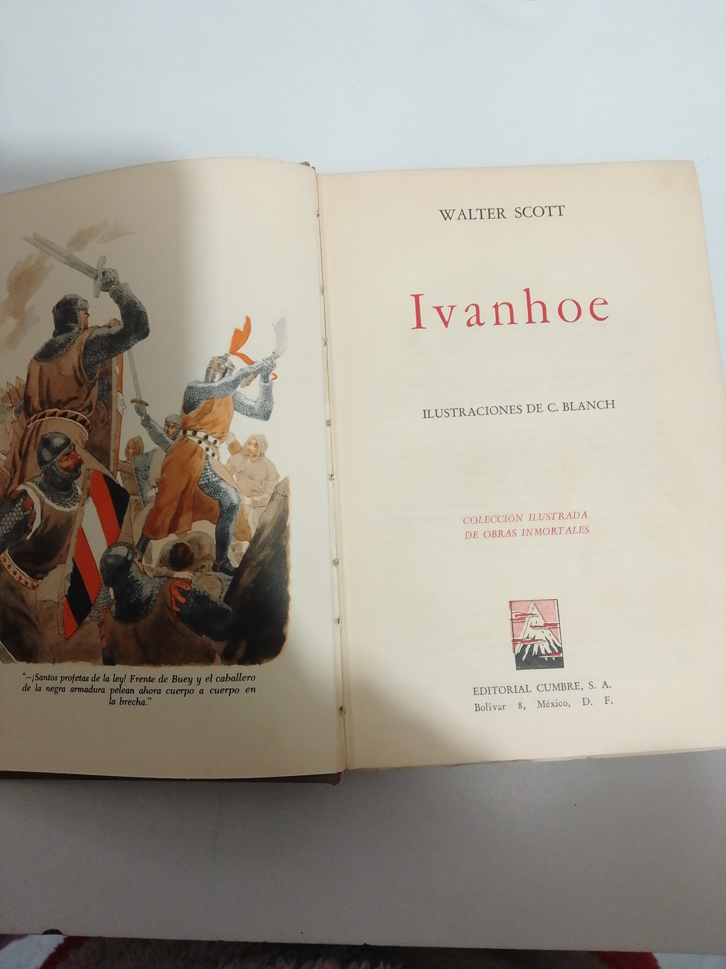 IVANHOE POR WALTER SCOTT USADO NOVELAS JUAREZ