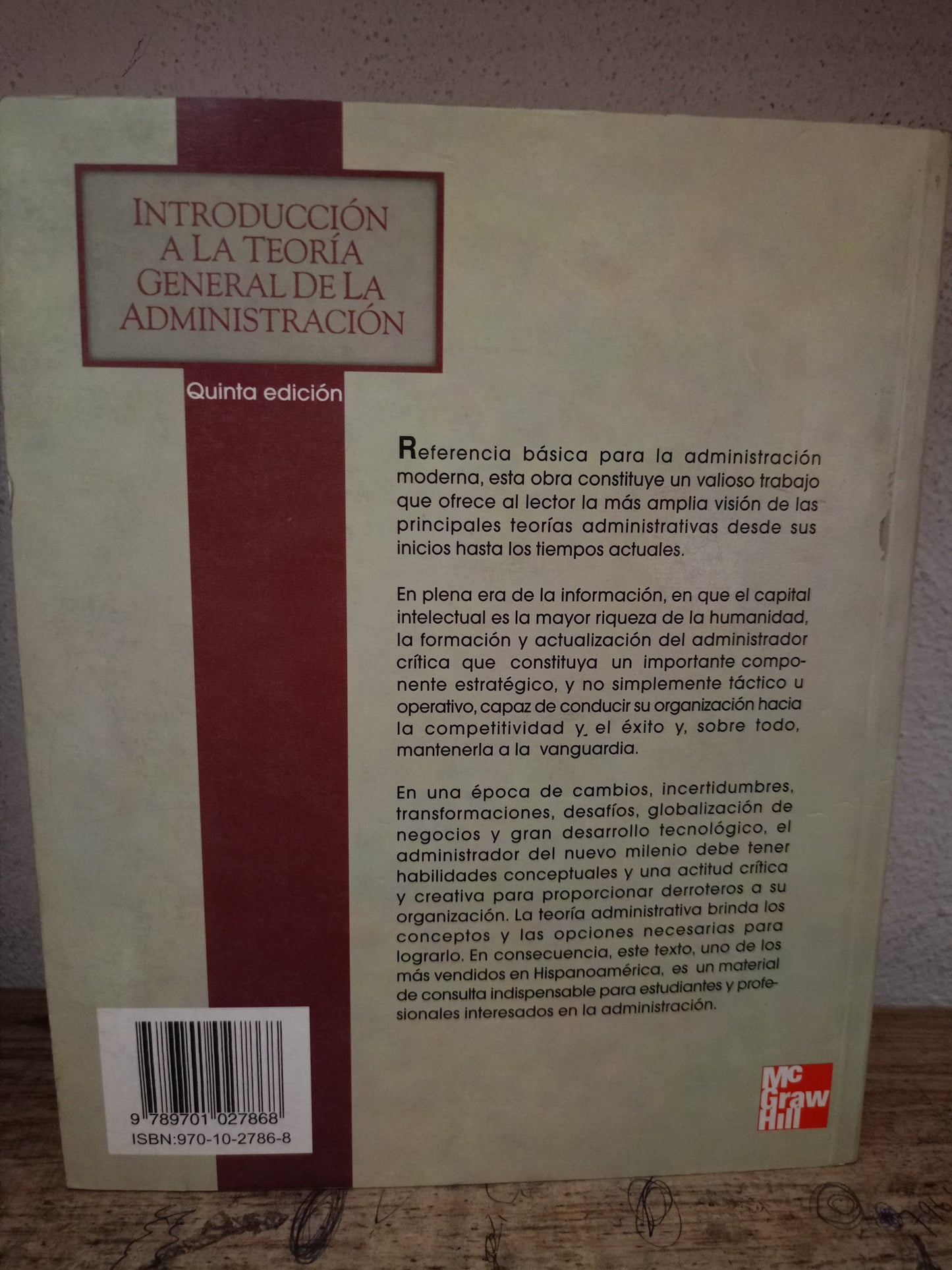 INTRODUCCIÓN A LA TEORÍA GENERAL DE LA ADMINISTRACIÓN POR IDALBERTO CHIAVENATO USADO ADMINISTRACIÓN LITERARIO 305