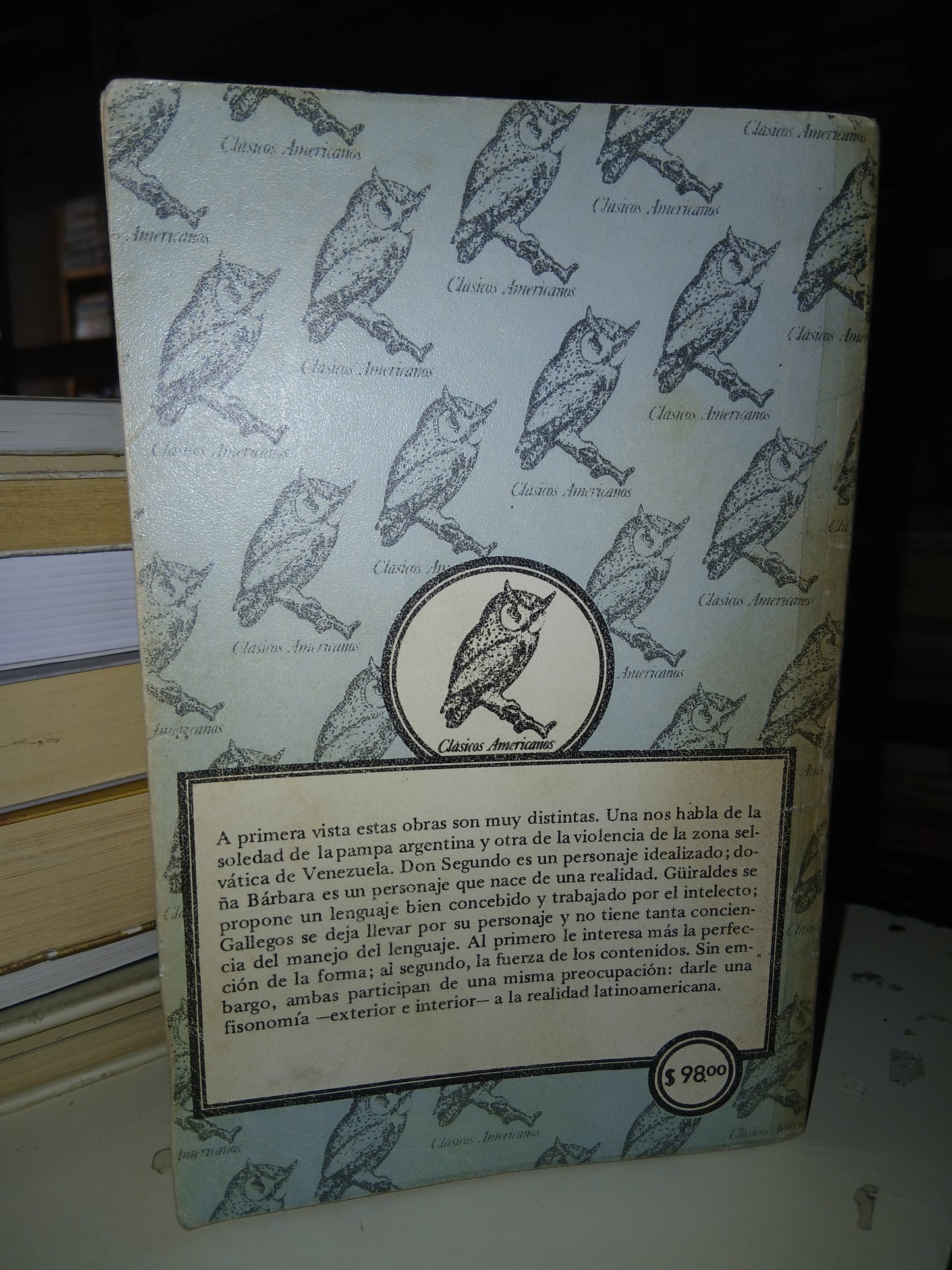 DOS NOVELAS DEL PAISAJE: DON SEGUNDO SOMBRA POR RICARDO GÜIRALDES/DOÑA BÁRBARA POR RÓMULO GALLEGOS USADO NOVELA LITERARIO 207