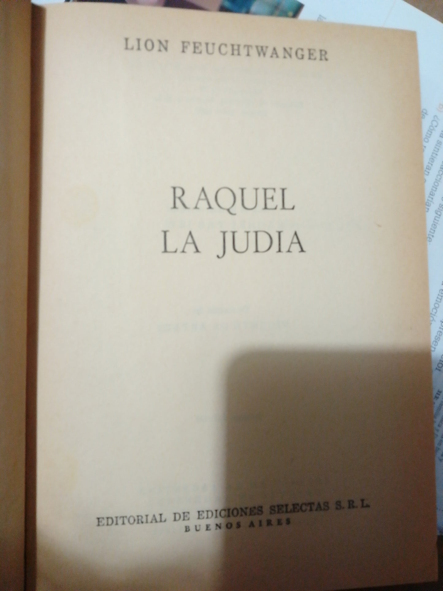 RAQUEL LA JUDIA POR LION FEUCHTWANGER USADO NOVELAS JUAREZ