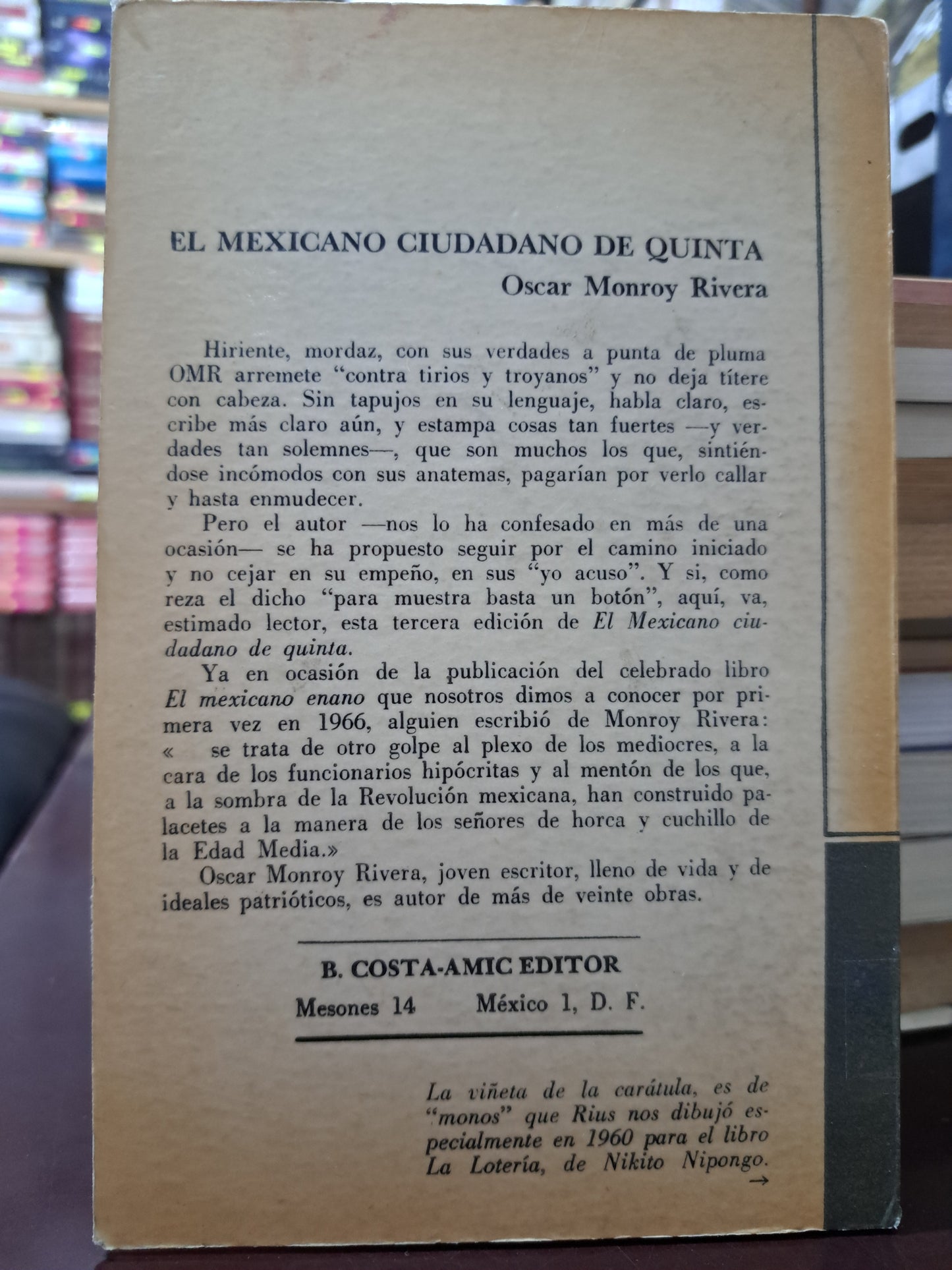EL MEXICANO CIUDADANO DE QUINTA OSCAR MONROY RIVERA USADO HISTORIA LITERARIO 305