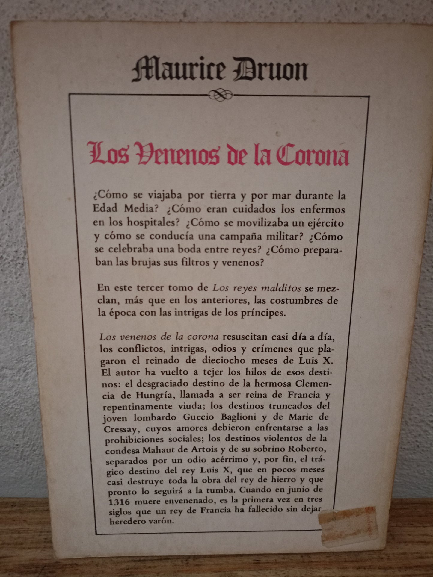 LOS VENENOS DE LA CORONA POR MAURICE DRUON USADO NOVELA LITERARIO 305