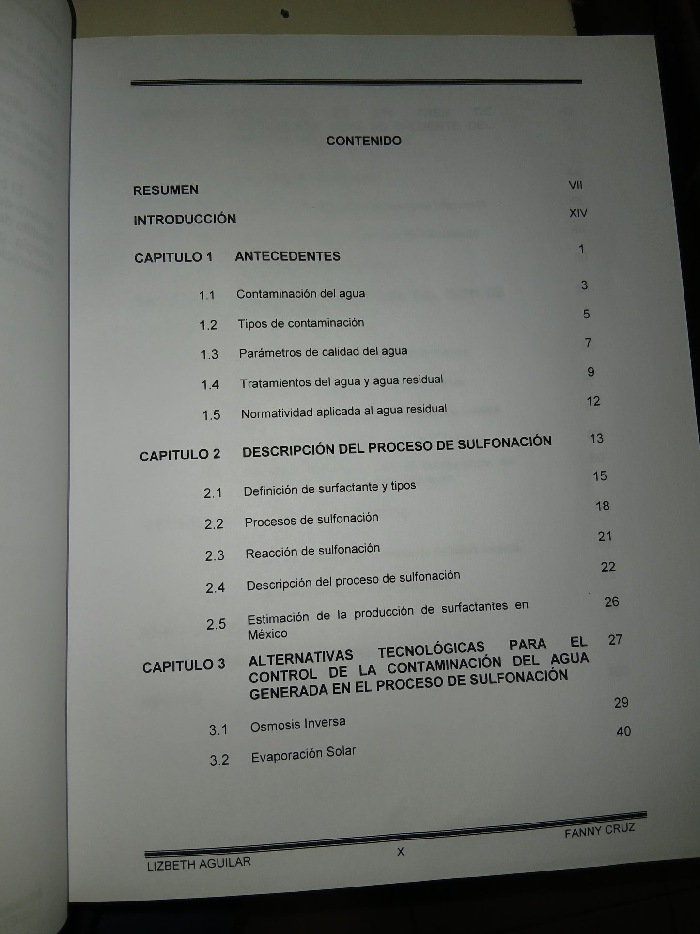 ANTEPROYECTO DE UN SISTEMA DE TRATAMIENTO PARA EL REUSO DEL AGUA DE LA TORRE ABSORBEDORA DE UN PROCESO DE SULFONACIÓN (TESIS) POR TERESA L. GASCA AGUILAR Y FANNY Y. CRUZ ARROYO USADO QUÍMICA LITERARIO 207