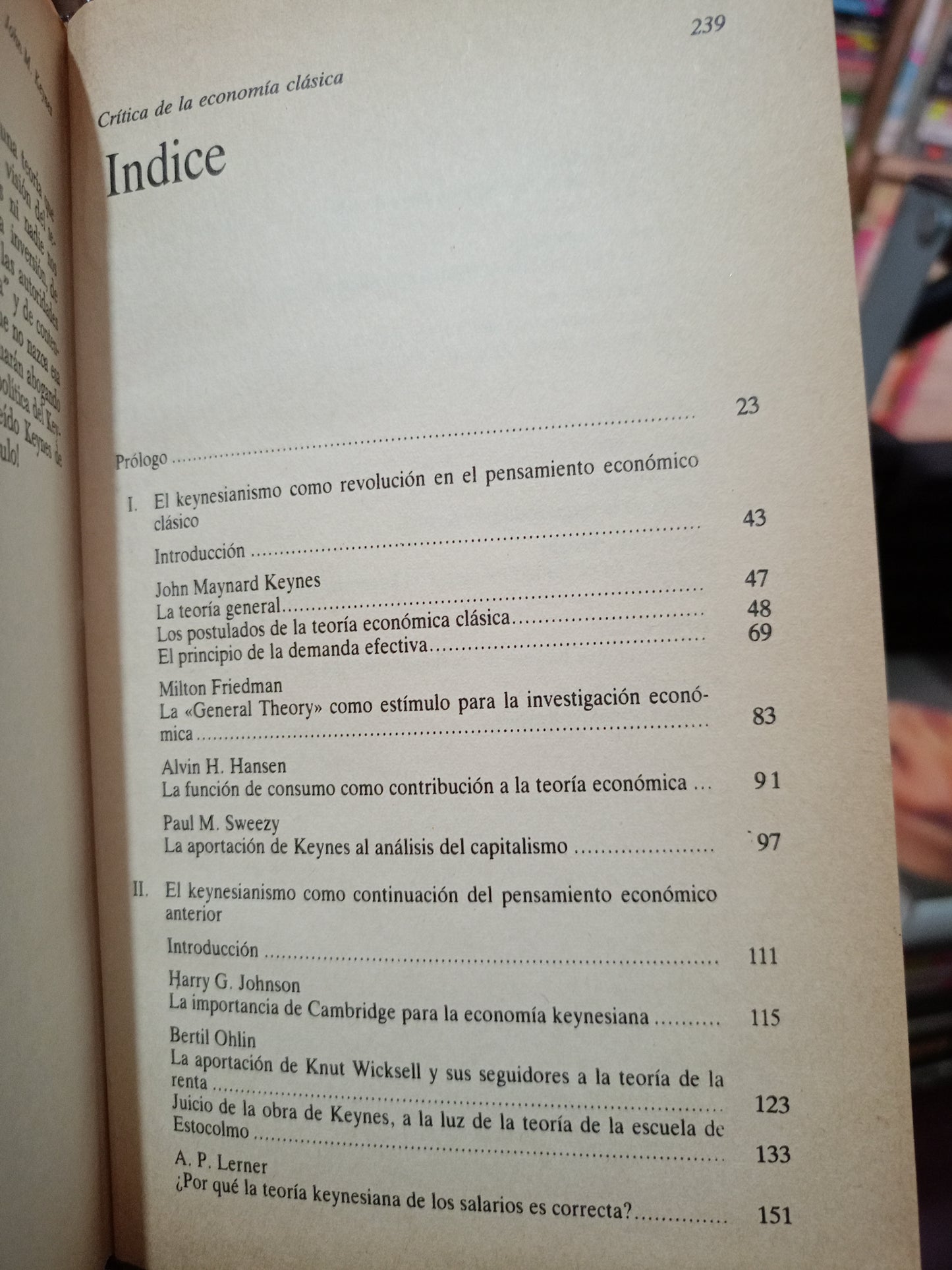CRÍTICA DE LA ECONOMÍA CLÁSICA POR JOHN MAYNARD KEYNES USADO NOVELA LITERARIO 305