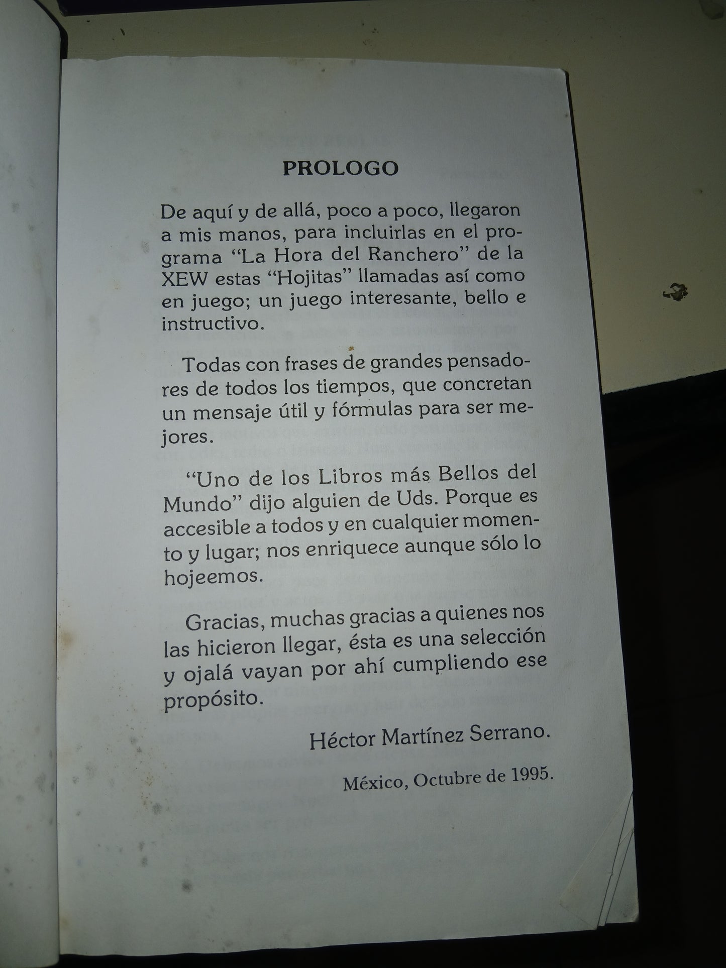 HOJITAS POR HÉCTOR MARTÍNEZ SERRANO USADO RELIGIÓN LITERARIO 207