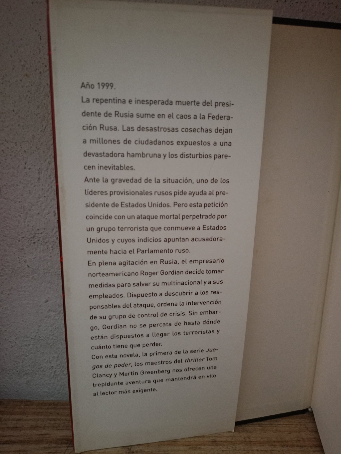 JUEGOS DE PODER. POLITIKA POR TOM CLANCY Y MARTIN GREENBERG USADO NOVELA LITERARIO 305