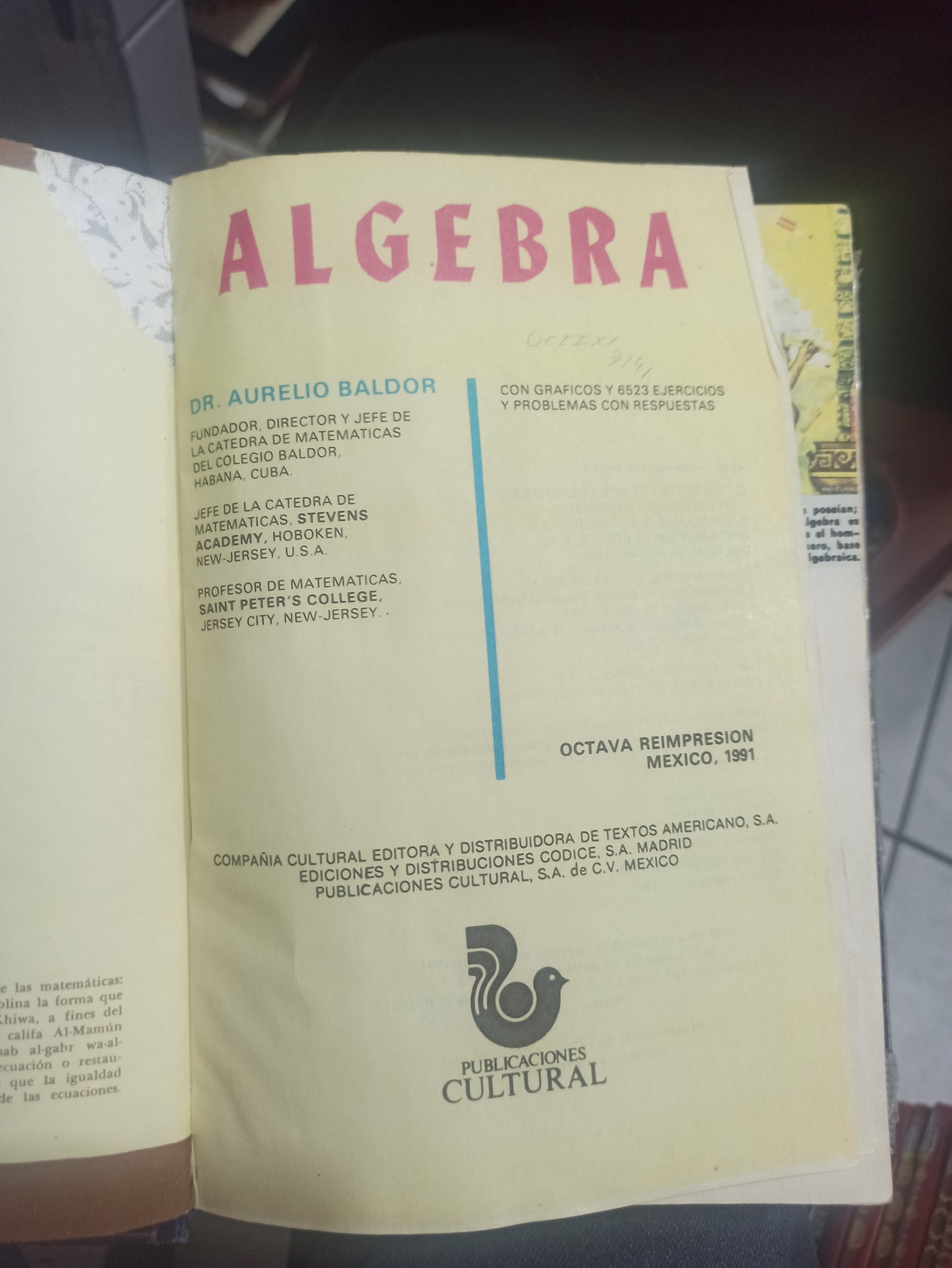 ALGEBRA POR AURELIO BALDOR USADO MATEMÁTICAS JUÁREZ