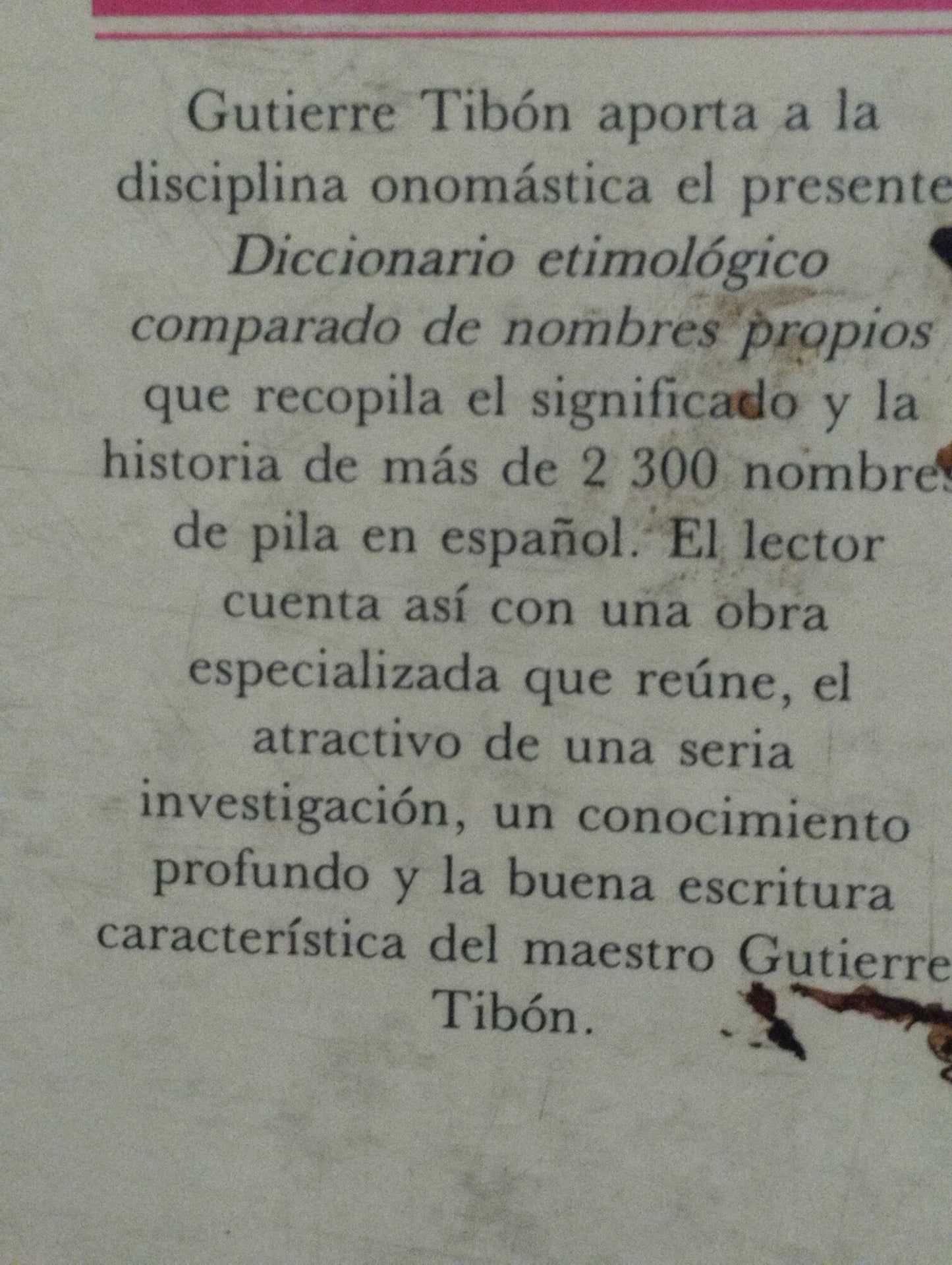 DICCIONARIO DE NOMBRES PROPIOS POR GUTIERRE TIBON USADO EDUCACION ALDAMA