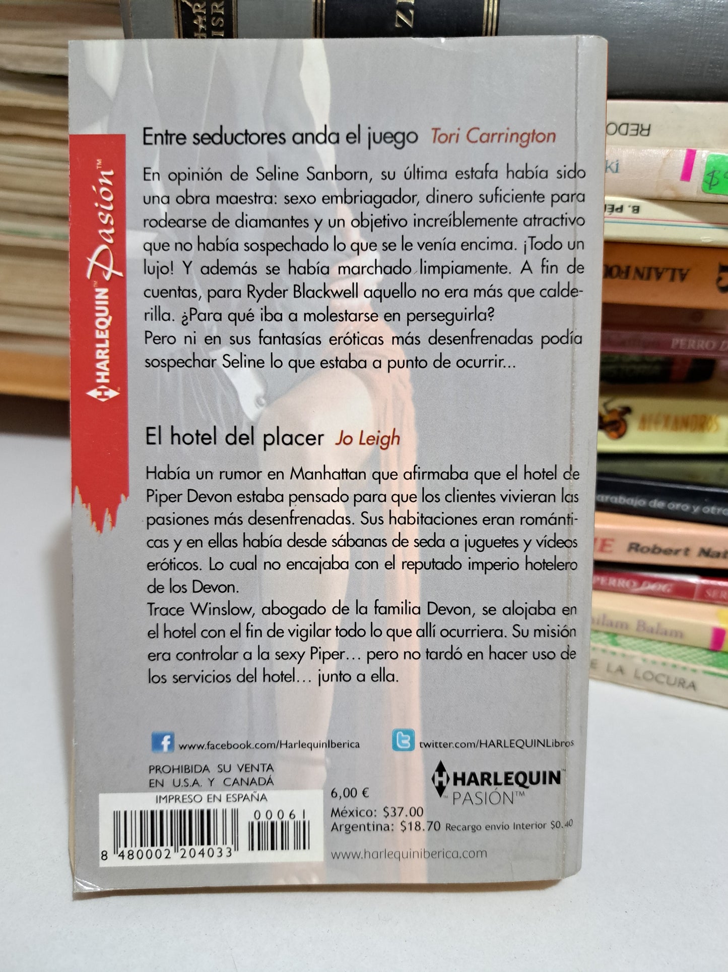 ENTRE SEDUCTORES ANDA EL JUEGO TORI CARRINGTON EL HOTEL DEL PLACER JO LEIGH USADO NOVELA JUÁREZ