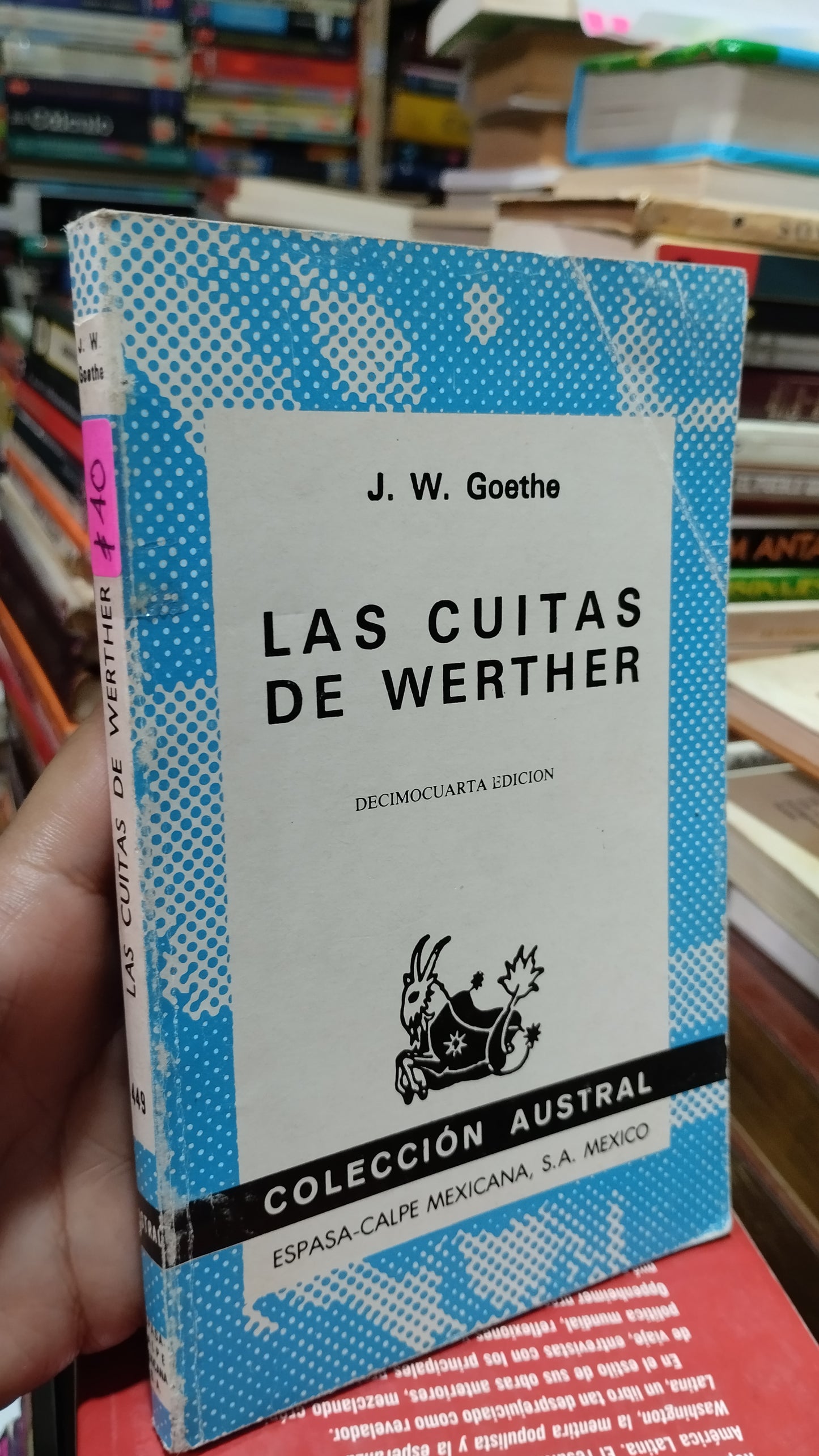 LAS CUITAS DE WERTHER POR J W GOETHE LIBRO USADO NOVELAS ALDAMA